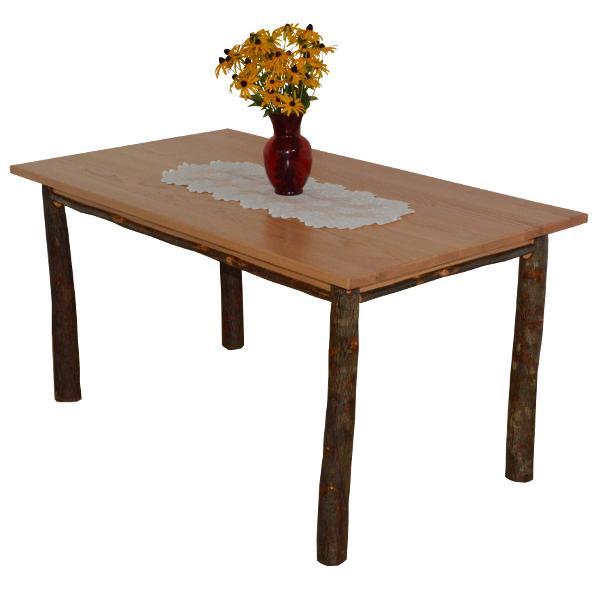 Premium Solid Wood Hickory Farmhouse Dining Table - Rustic Kitchen & Dining Room Furniture for Family Gatherings & Entertaining