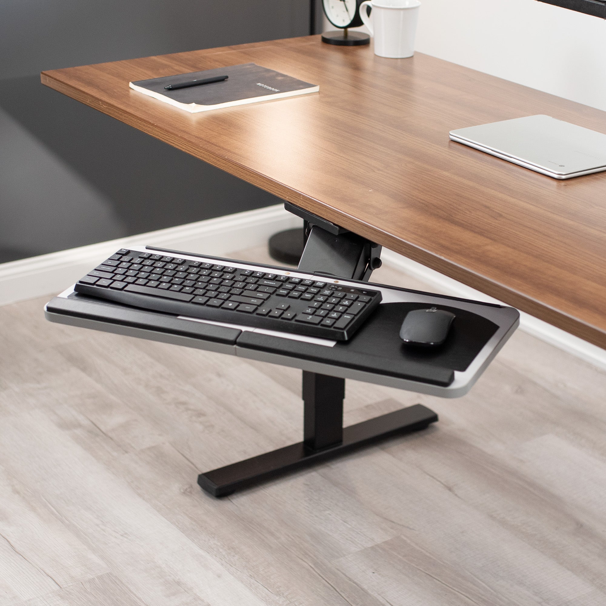 Ergonomic Silver Under Desk Keyboard Tray - Adjustable Slide-Out Computer Keyboard Drawer for Office & Home Workspace - Improves Posture & Comfort for Typing and Gaming