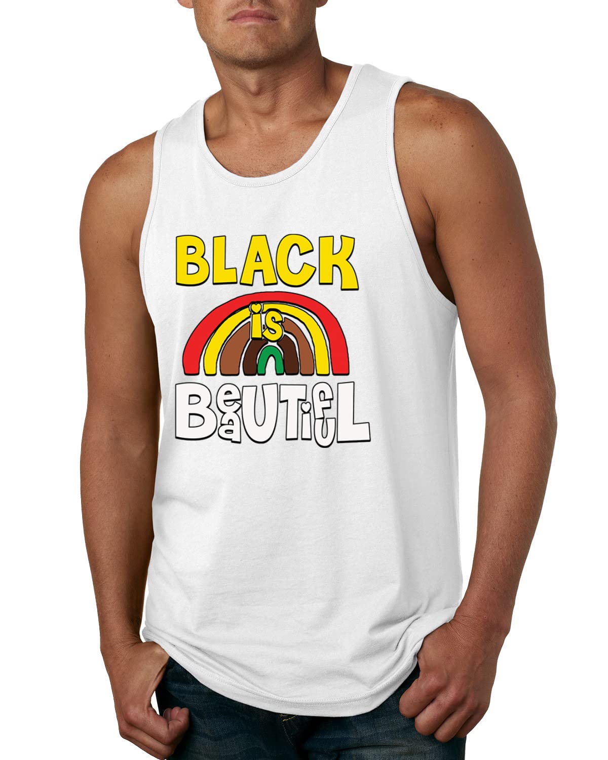 Wild Bobby Black is Beautiful Black Pride Men's Graphic Tank Top - Black Empowerment & Pride Apparel for Casual Wear, Gym, and Summer Outfits
