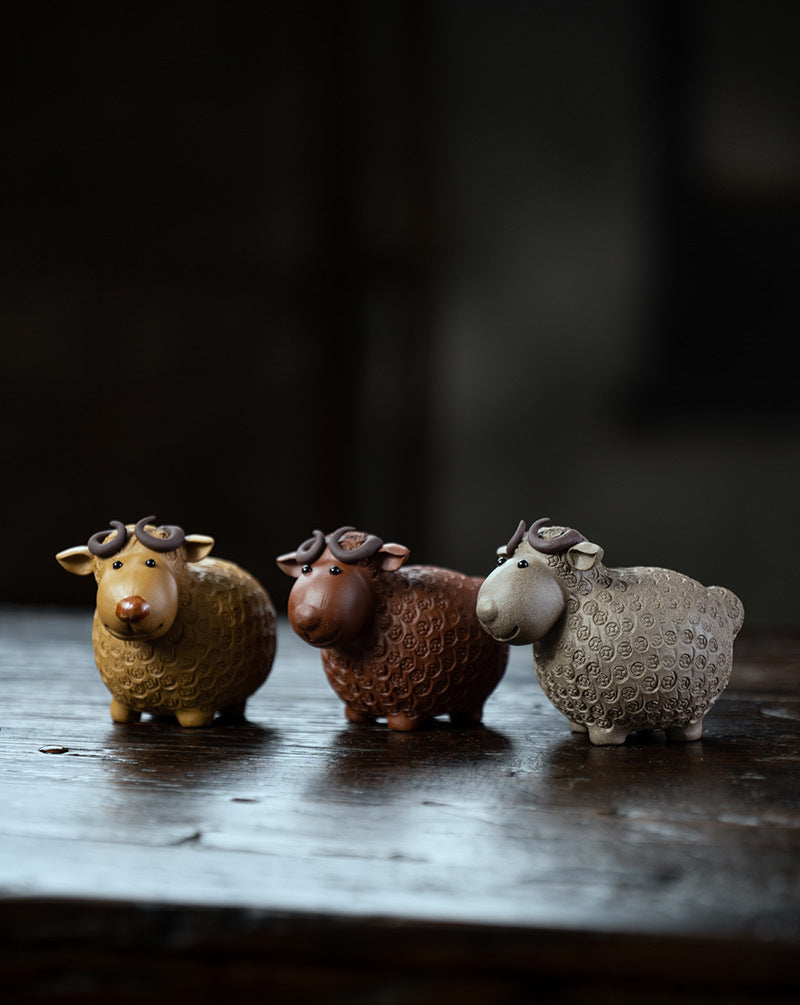 Authentic Yixing Clay Sheep Tea Pet - Handmade Chinese Tea Ceremony Companion for Good Luck & Fortune | Perfect for Tea Lovers & Collectors | Ideal Gift for Tea Ceremonies, Meditation & Home Decor