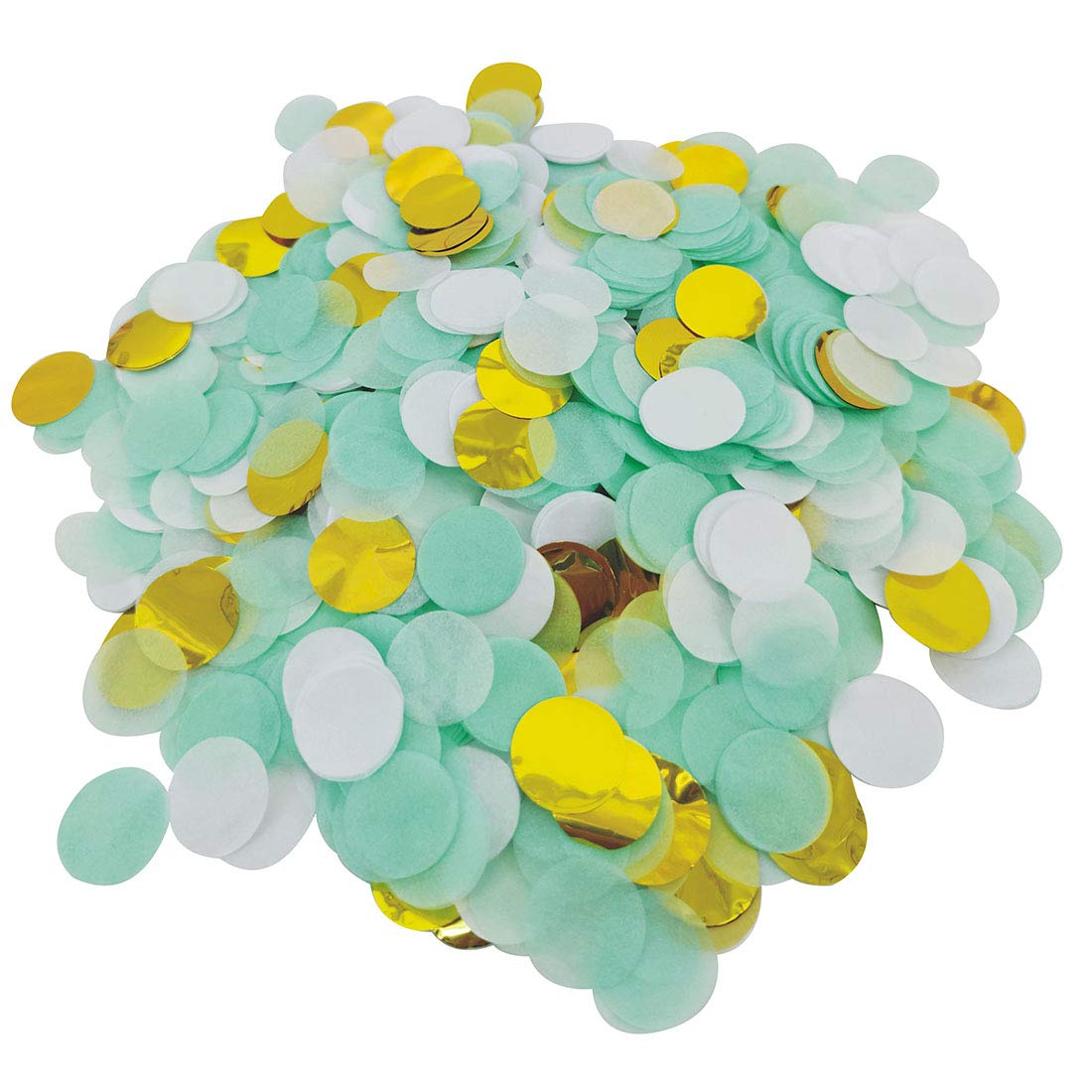 Mybbshower 1 Inch Paper Confetti Dots - Mint Gold Confetti for Baby Showers, Birthday Parties & Wedding Decorations (2 oz Pack) - Perfect for Table Scatters, Gift Wrapping & Photo Backdrops