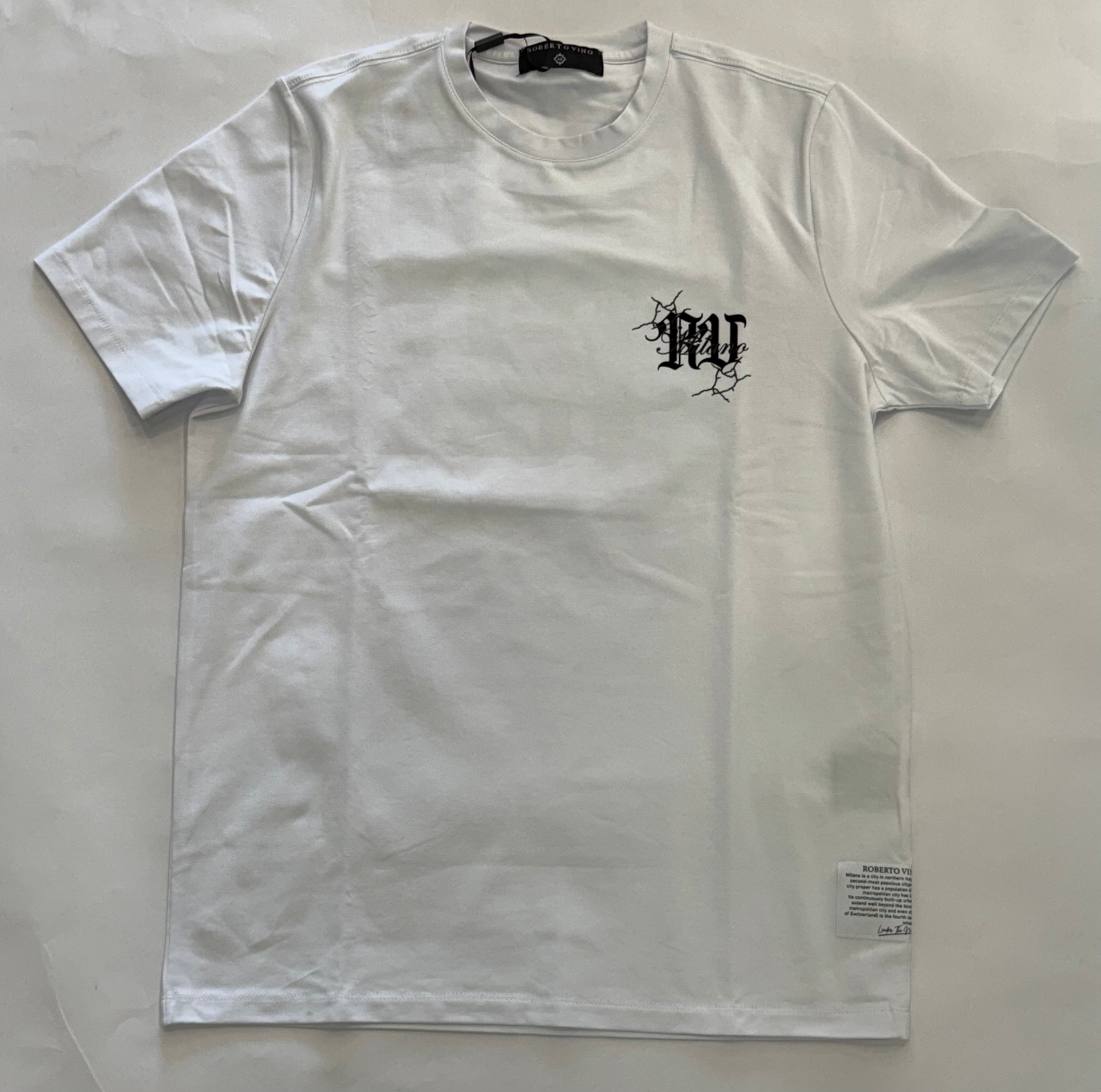 Roberto Vino RV Cracks Graphic T-Shirt for Men - White Cotton Tee - Casual Streetwear for Everyday Wear & Urban Fashion