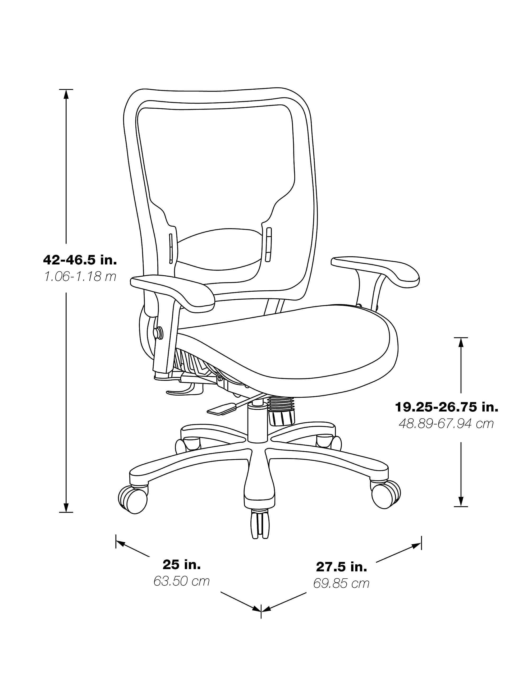 Space Seating 75 Series Air Grid Big & Tall Ergonomic Office Chair - Adjustable Lumbar Support, 400 lb Weight Capacity, Black - Perfect for Home Office, Gaming & Executive Workspaces