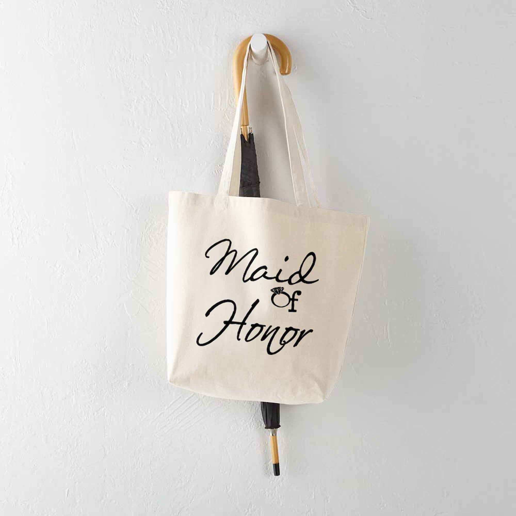 Best Maid of Honor Tote Bag - Natural Canvas Reusable Shopping Bag for Bridal Party, Wedding Gift & Everyday Use