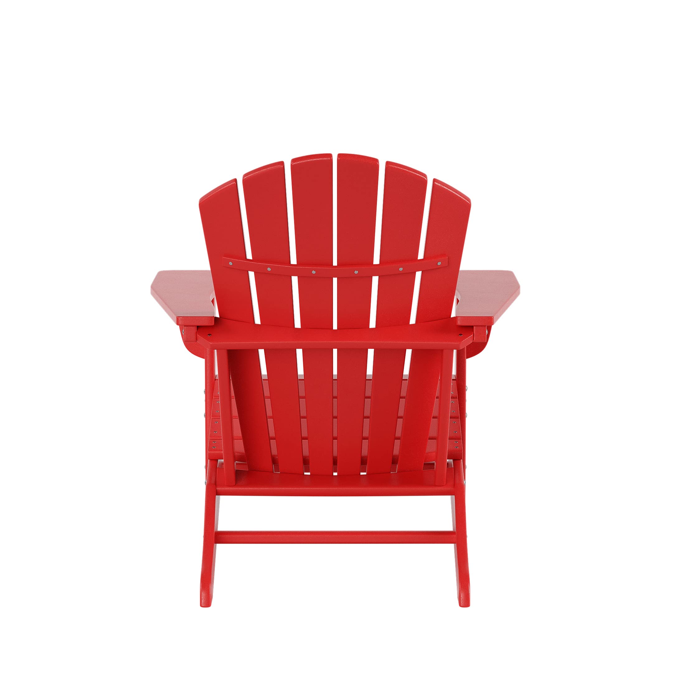 WO Home Furniture 2-Piece Outdoor Adirondack Chair Set with Side Table - Durable Poly Lumber Seating for Beach, Balcony, Patio, Backyard, Lawn & Garden - Classic Retro Lounge Chairs in Red - Perfect for Relaxing, Sunbathing & Outdoor Entertaining