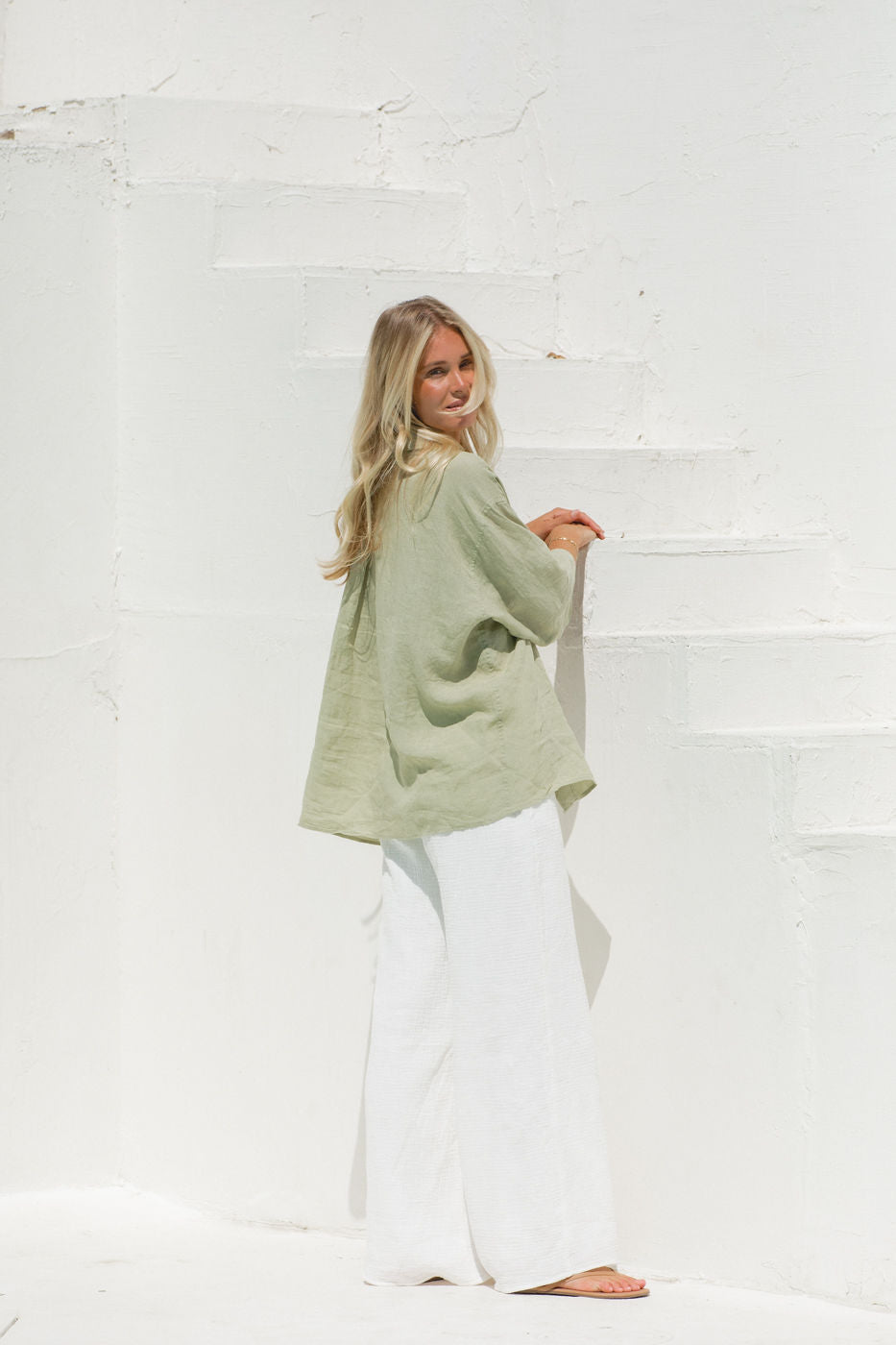 Sea Breeze Washed Linen Top for Women - Soft & Breathable Summer Blouse - Perfect for Beach Vacations, Casual Outings & Boho Style
