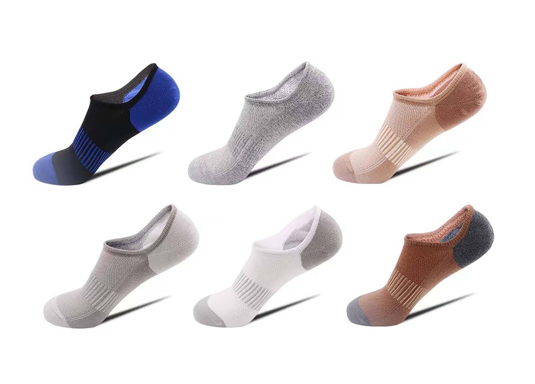 Men's Cotton Low Cut No Show Socks with Non-Slip Grips - 6 Pairs Pack - Perfect for Sneakers, Loafers & Casual Shoes