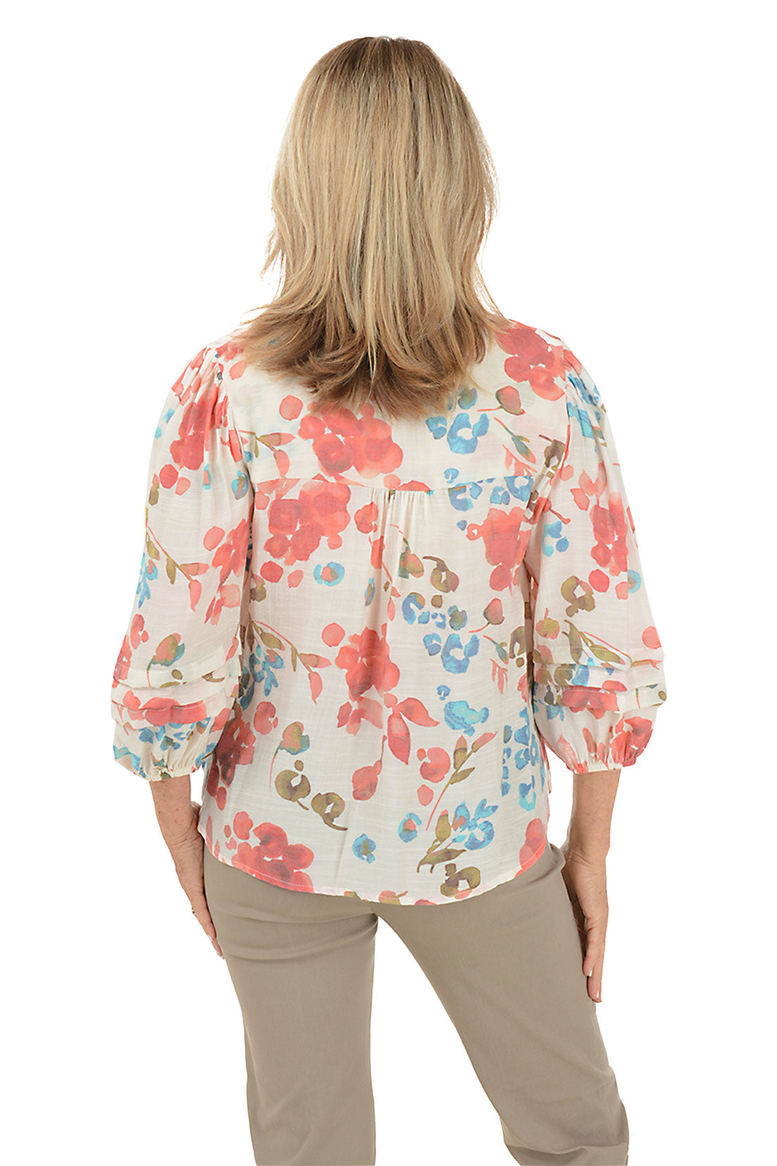 Pressed Flowers Pleated Balloon Sleeve Blouse - Elegant Floral Print Women's Top for Office, Date Night & Spring Outfits