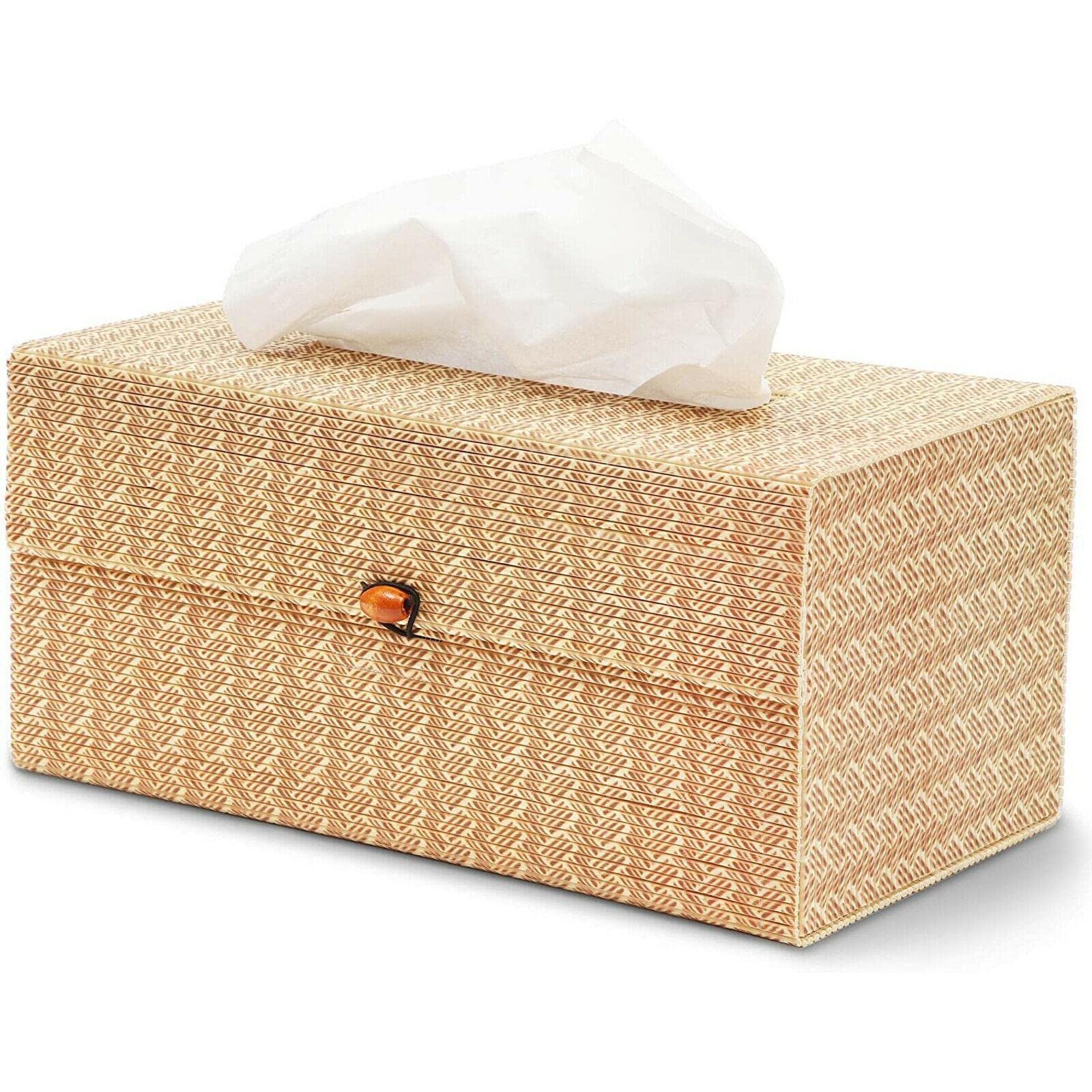 Bamboo Tissue Box Cover Holder - 10.5 x 5.5 x 5 Inch Rectangular Napkin Dispenser for Facial Tissues | Home Decor, Bathroom & Bedroom Accessories, Kitchen Organizer | Perfect for Living Room, Office, Guest House Decor
