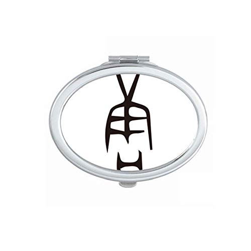 DIYthinker Chinese Surname Character Tang Mirror - Portable Folding Double-Sided Makeup Mirror with Bone Inscription Design | Perfect for Travel, Home Vanity & Gift Giving
