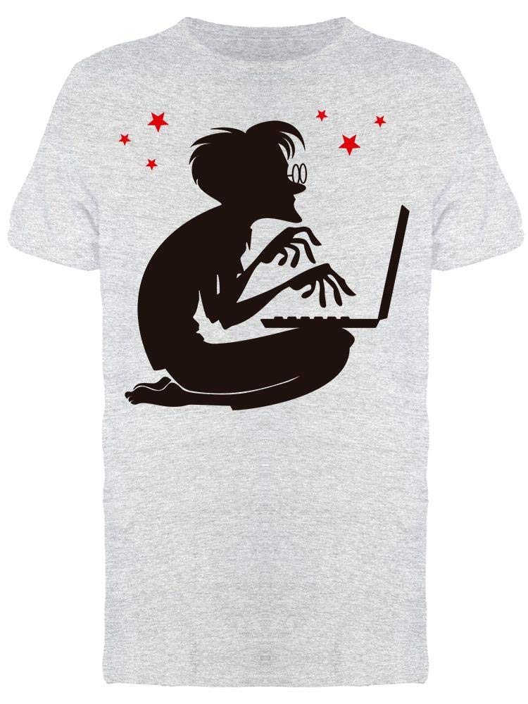 Men's Graphic T-Shirt with Laptop Design - Casual Cotton Tee for Tech Enthusiasts, Programmers & Office Workers - Perfect for Work, Coding & Everyday Wear