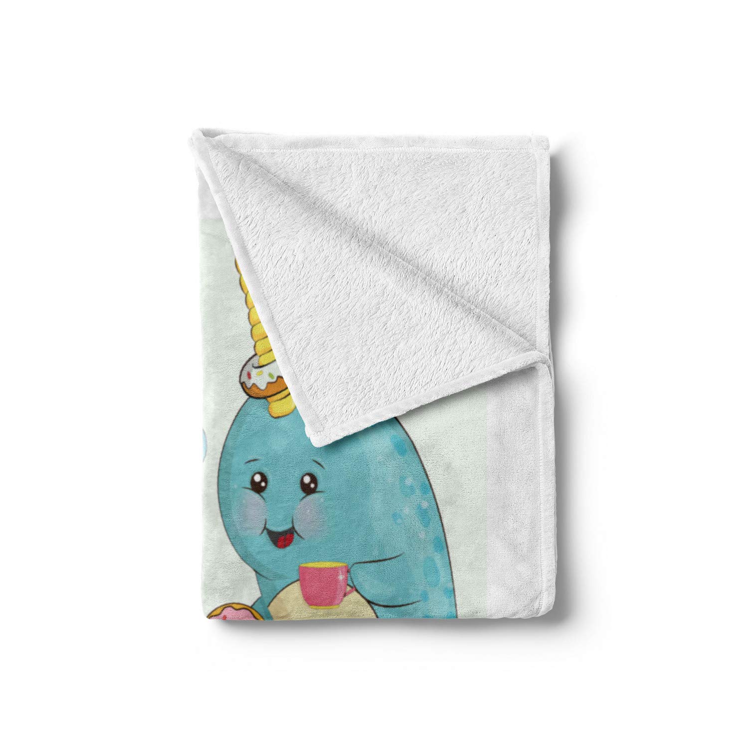 Ambesonne Narwhal Flannel Fleece Throw Blanket - Soft Couch Cover for Adults, 50