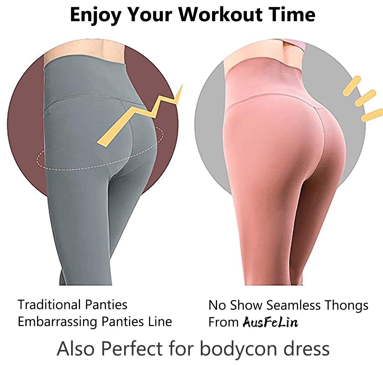 Seamless Thongs for Women - No Show Underwear 6 Pack | Soft Ice Silk Tangas Panties | Comfortable & Sexy for Everyday Wear, Yoga, Workout & Lounge