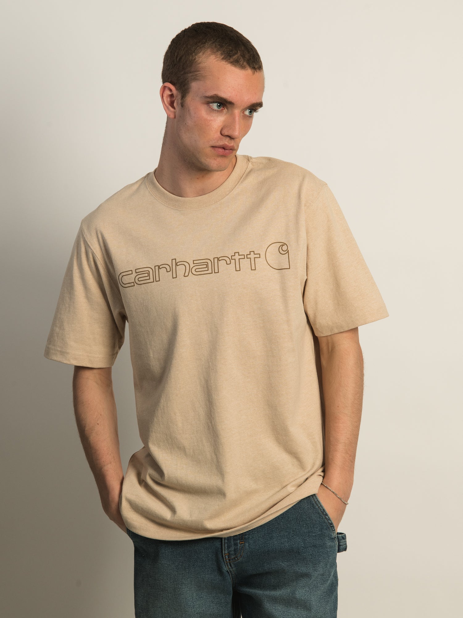 Carhartt Heavyweight Short Sleeve Logo Graphic T-Shirt for Men - Durable Workwear & Casual Style - Perfect for Construction, Outdoor Activities and Everyday Wear