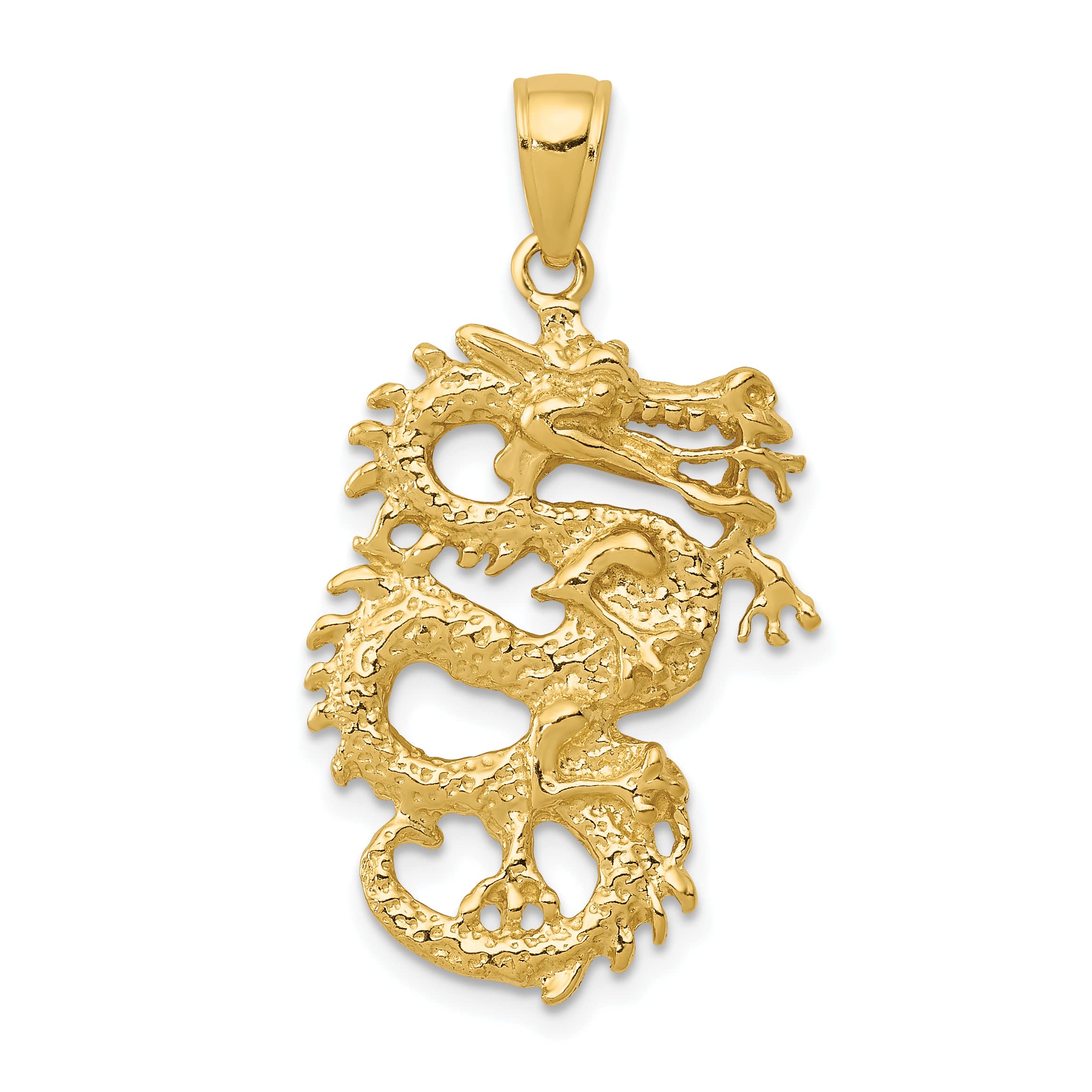 10K Yellow Gold Solid 3D Dragon Pendant Necklace - Exquisite Handcrafted Jewelry for Women & Men - Perfect for Gifts, Parties, and Special Occasions
