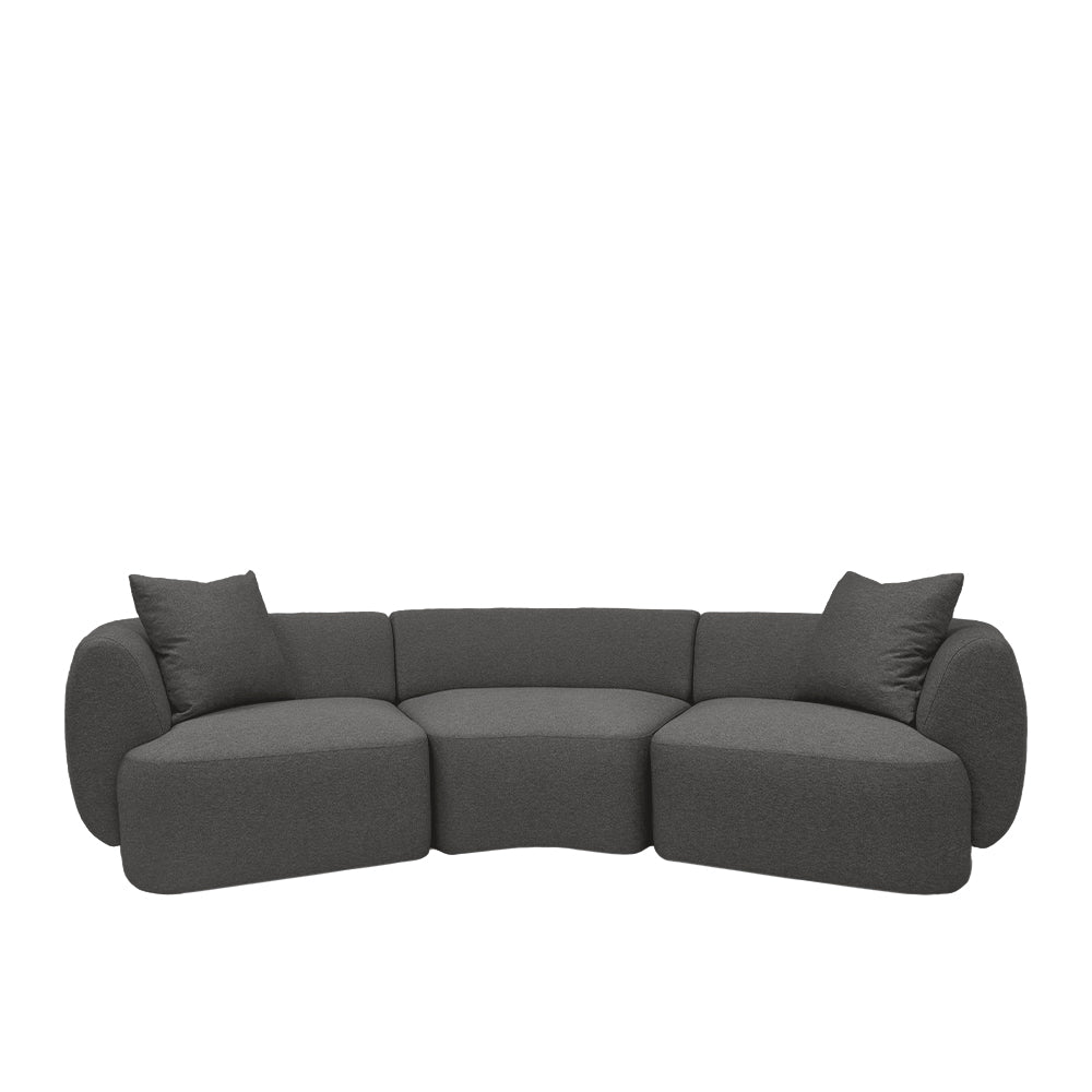Pebble Curve 4-Seater Sectional Sofa with EcoClean Fabric | Modern L-Shaped Couch for Living Room, Family Room & Lounge Areas