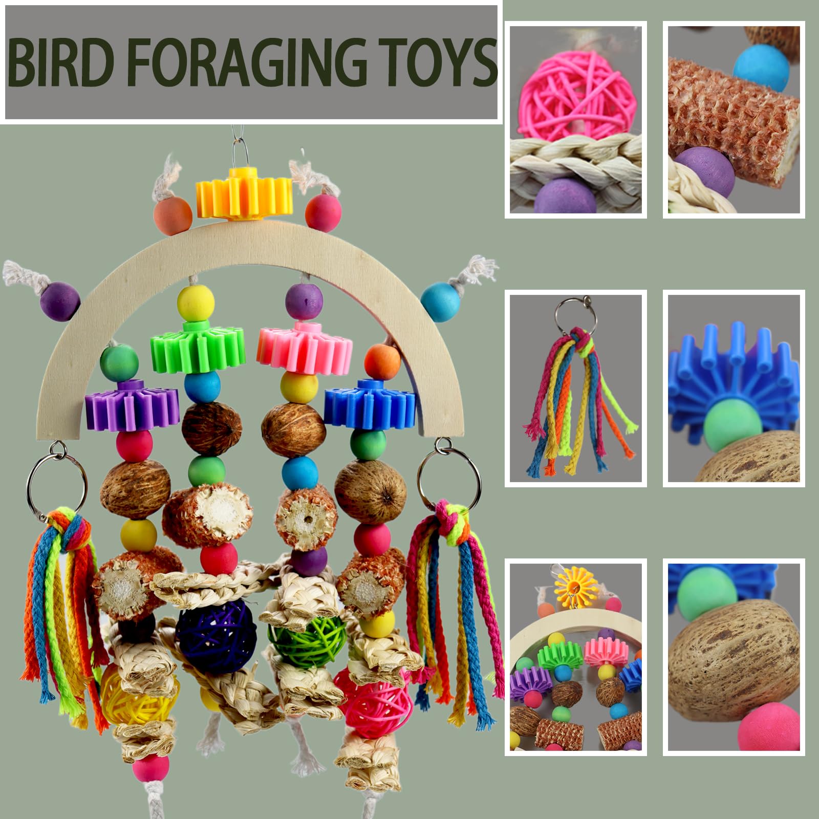 Natural Corncob Wood Mango Chew Bird Toys for African Grey Parrots, Sun Conures, Lovebirds & Small Parakeets - Durable & Safe Parrot Chewing Toys for Beak Exercise & Mental Stimulation - Perfect for Cage Play, Training & Enrichment Activities