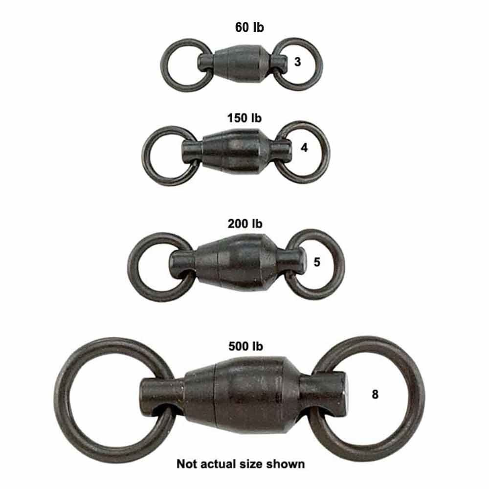 Sampo Black Ball Bearing Swivels - High Performance Fishing Swivel for Saltwater & Freshwater - Perfect for Trolling, Casting & Bottom Fishing