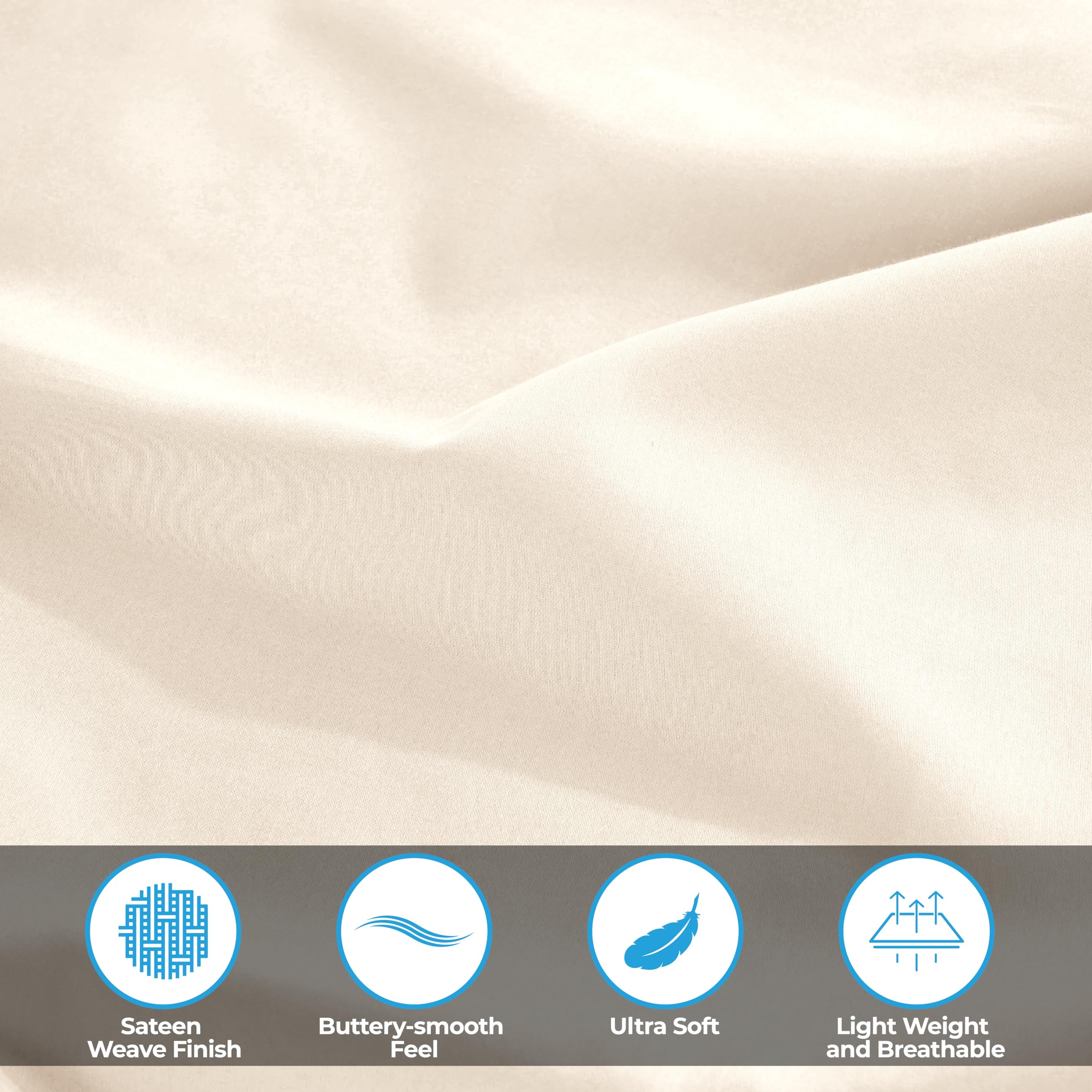 Premium 400 Thread Count 100% Egyptian Cotton Sheet Set - Soft Sateen Weave, 18