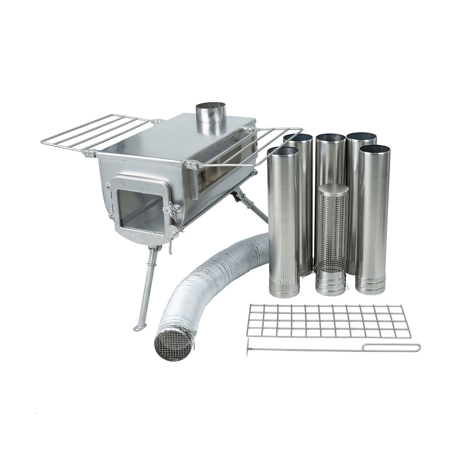 Woodlander Double View Plus Large External Air Stove - Outdoor Camping & Backpacking Cooking Stove for Hiking, Picnics, and Emergency Preparedness