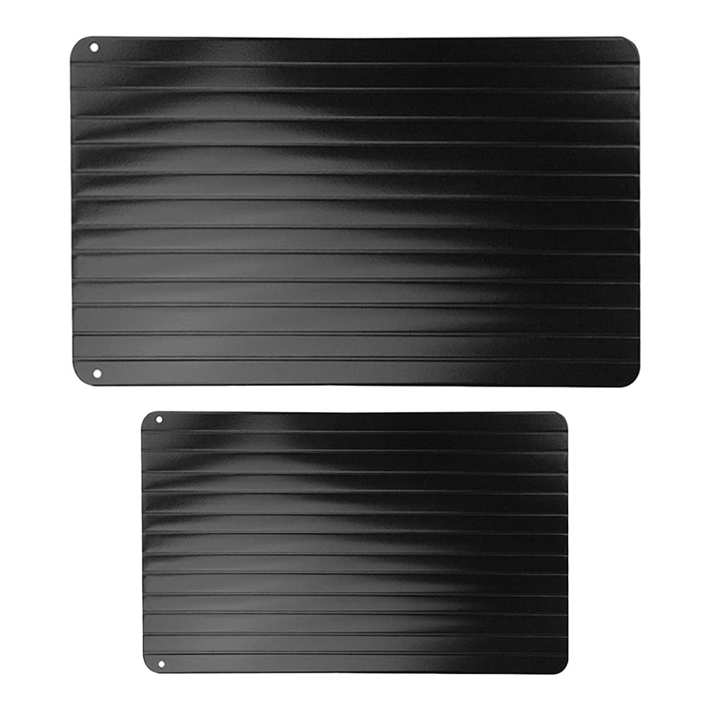 Hemoton 2-Pack Fast Defrosting Trays - Aluminum Meat Thawing Plate for Steak, Chicken, Fish & Frozen Food | Eco-Friendly Rapid Thawing Solution for Kitchen, Camping & Meal Prep