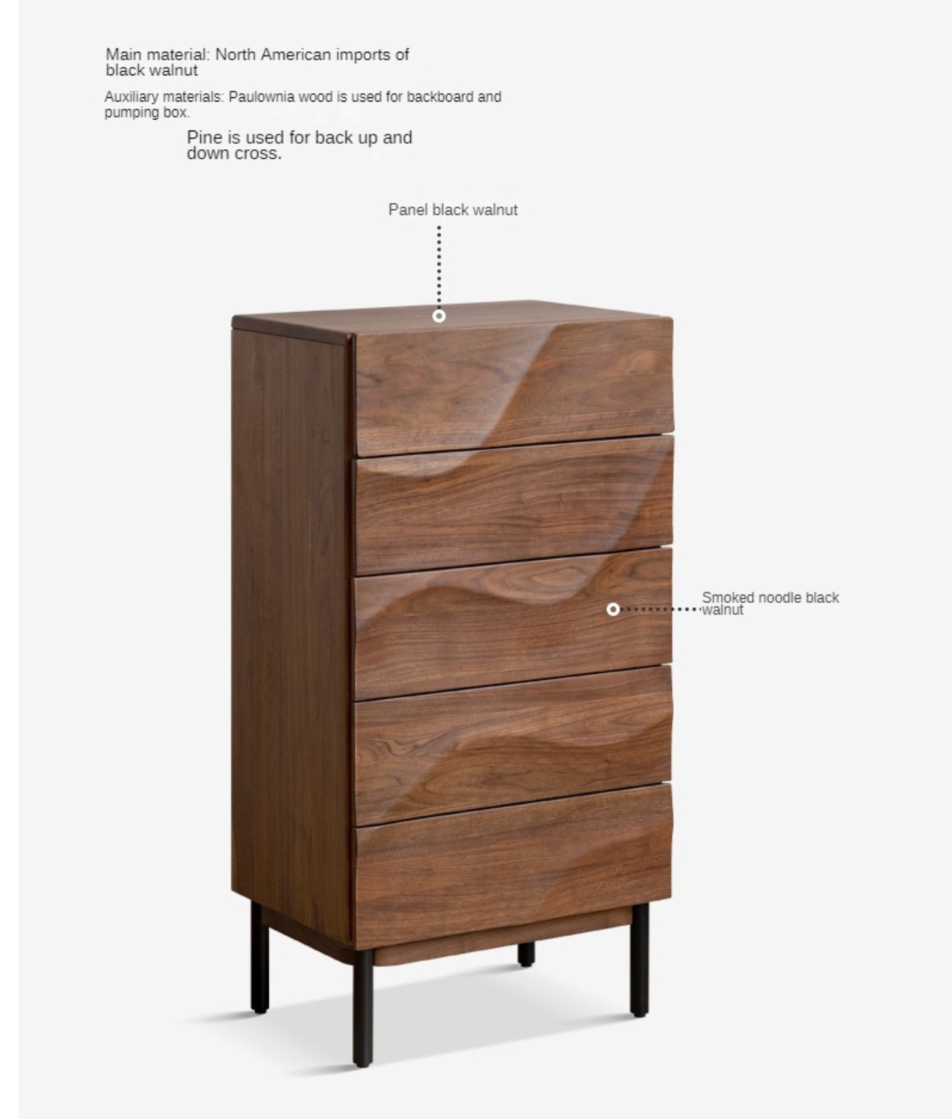 Black Walnut Solid Wood Wave Nightstand - Modern Bedroom Side Table with Drawer for Storage | Perfect for Bedside, Living Room, or Office Use