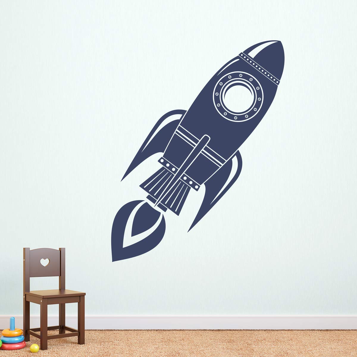 Rocket Ship Wall Decal | Space-Themed Vinyl Sticker for Boys Bedroom | Easy-to-Apply Rocket Decor for Kids Room & Nursery