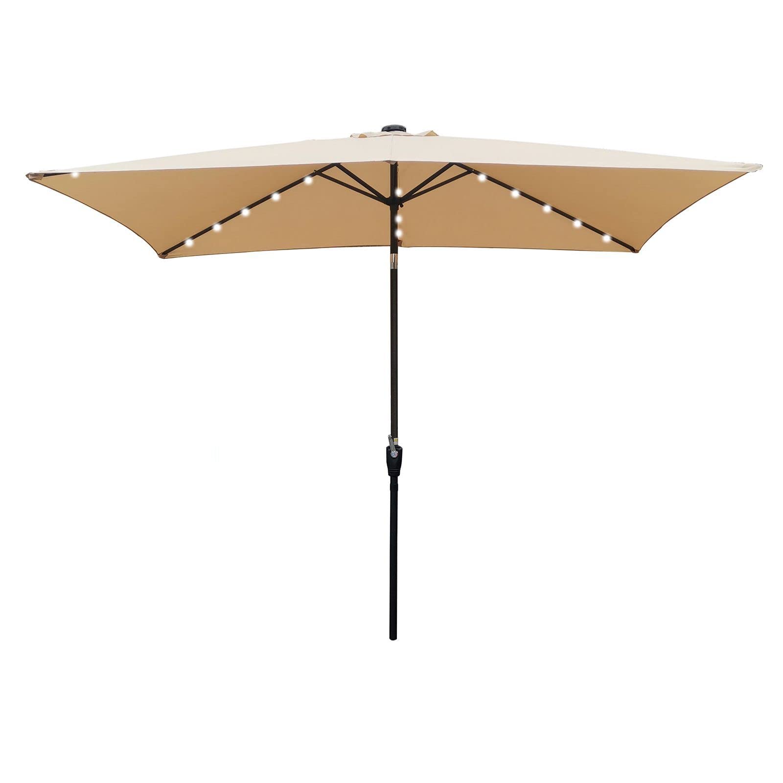 Solar-Powered Sunbrella Umbrella with LED Lights - Windproof & Rustproof Outdoor Patio Umbrella for Backyard, Garden, Deck, Picnic - Perfect for Evening Gatherings and Outdoor Dining