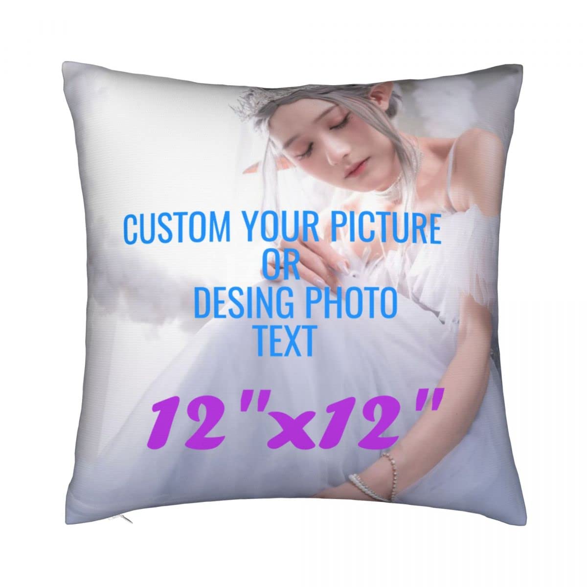 Custom Photo Throw Pillow Covers 12x12 Inch - Personalized with Your Pictures, Logos, or Text - Perfect for Gifts, Pet Memorials, Mother's Day & Home Decor