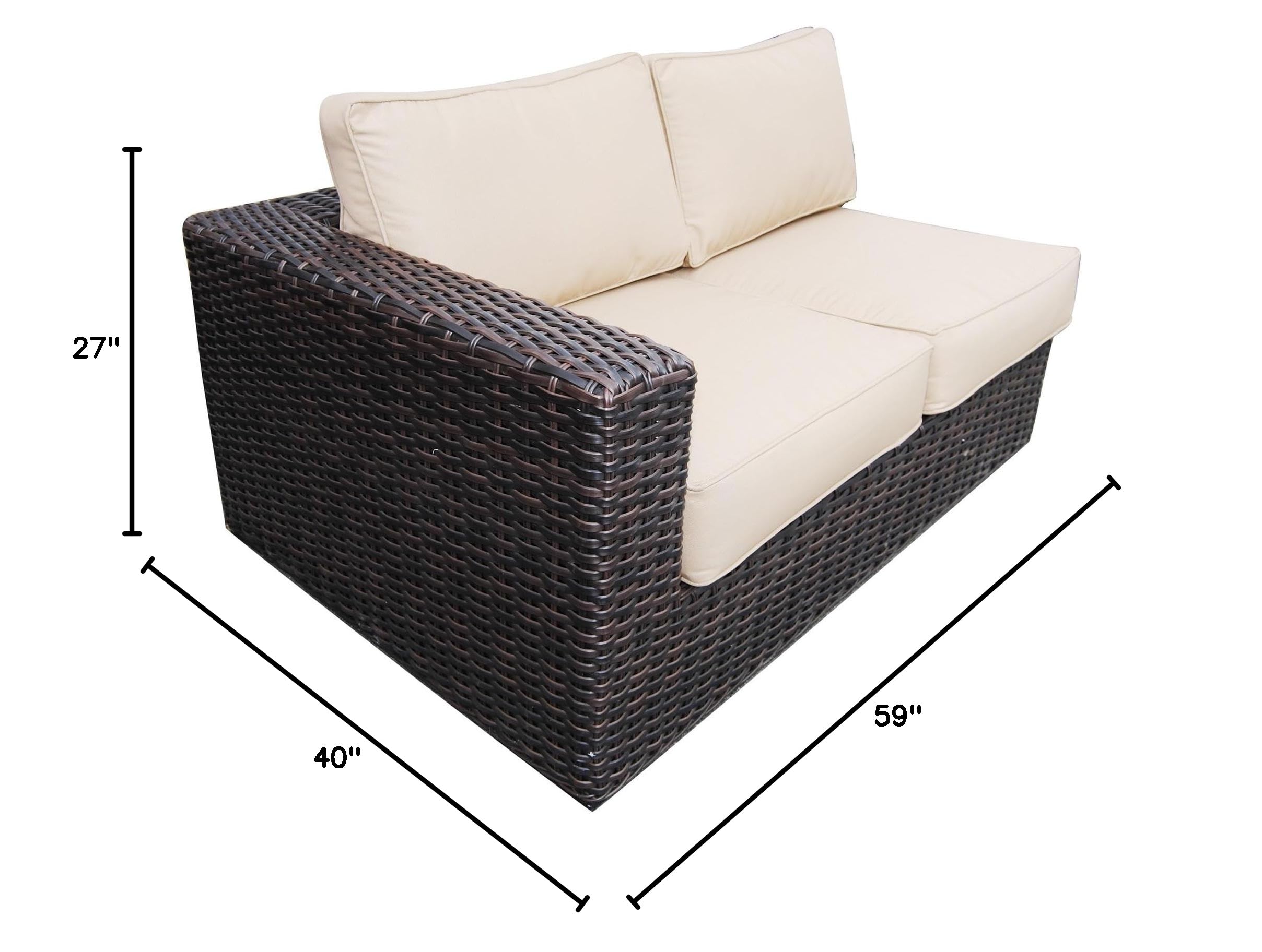 Santa Monica Left End Sectional Sofa - Tan Fabric, Espresso Brown Frame, Gray Cushions | Modern L-Shaped Couch for Living Room, Lounge & Family Room