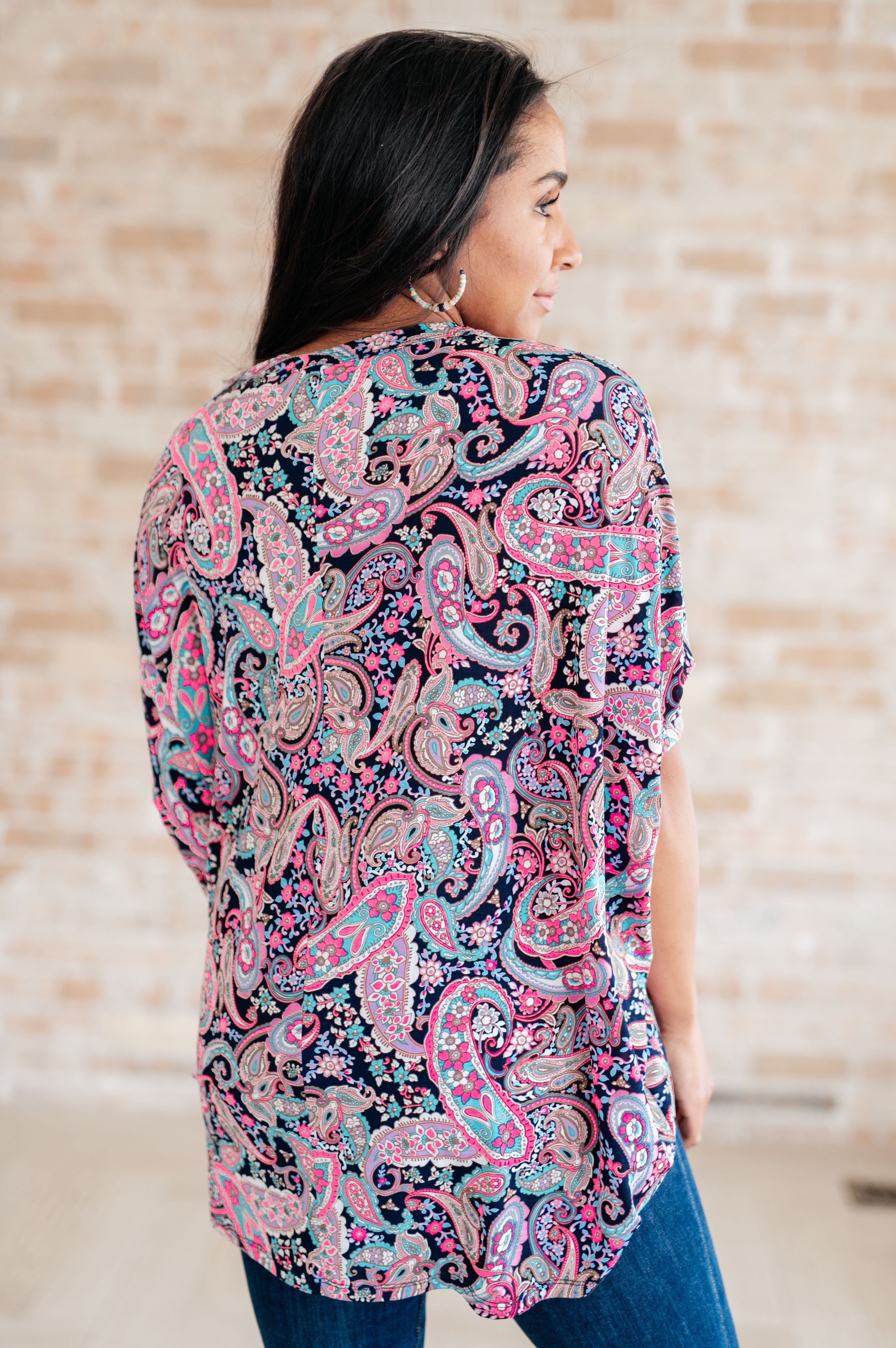 Essentially You Women's Pink Paisley Print Top | Floral Blouse for Casual Wear, Date Night & Summer Outfits