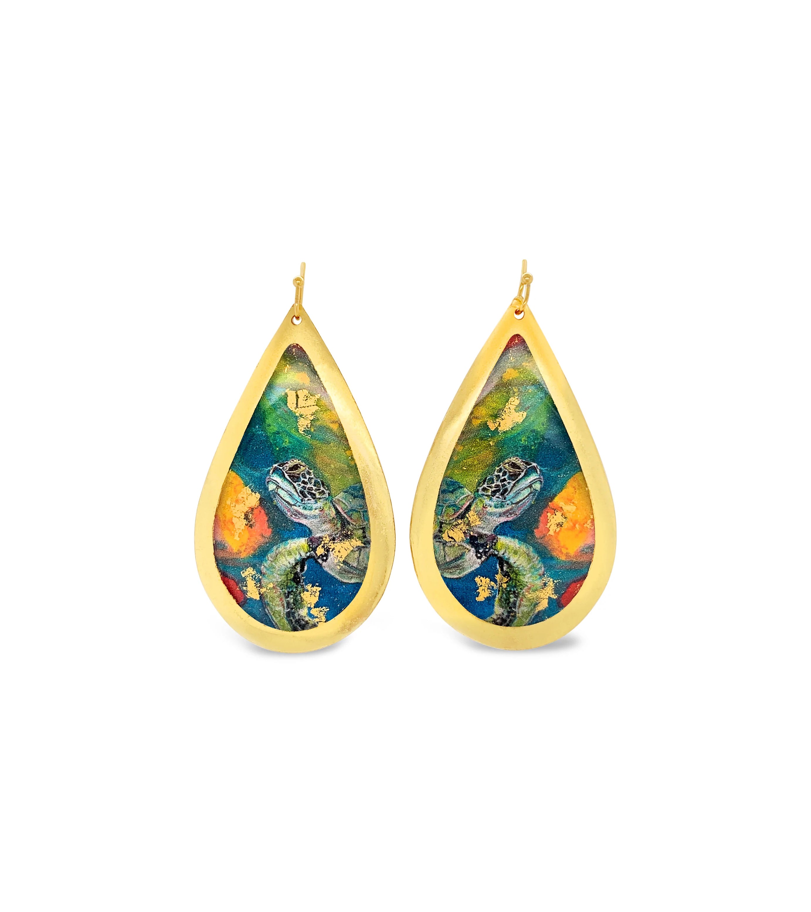 Rainbow Turtle Teardrop Earrings for Women - Handmade Boho Dangle Earrings - Perfect for Beach Vacation, Summer Outfits & Festival Accessories
