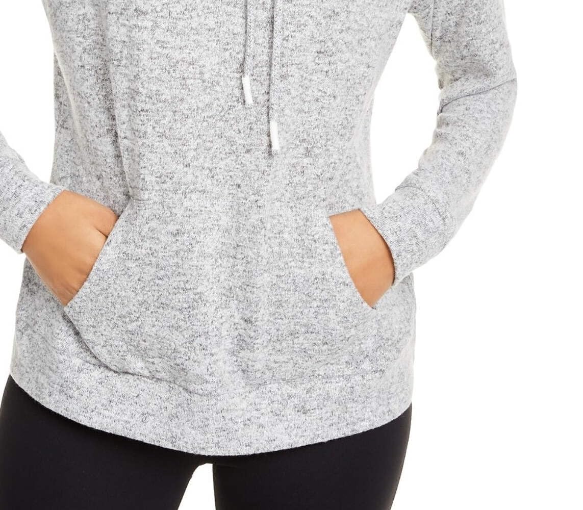 Ultra Flirt Juniors' Sherpa Lined Funnel Neck Sweatshirt - Cozy Gray Pullover for Teens, Small Size | Perfect for Winter Layering, Casual Outfits & School Fashion