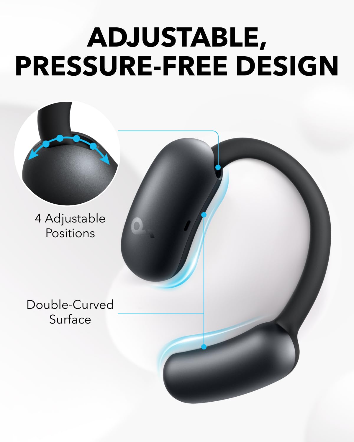 Soundcore AeroFit 2 by Anker - Open-Ear Bluetooth Headphones with Adjustable Ear Hooks, Rich Bass & Hi-Res Audio, 42H Playtime, IP55 Waterproof - Perfect for Running, Gym & Outdoor Activities (Renewed)