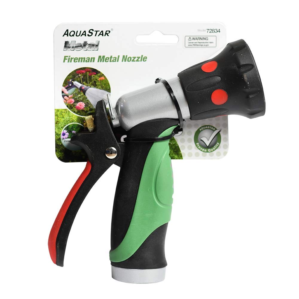 Fireman Metal Nozzle with Back Trigger - Heavy Duty Fire Hose Nozzle for Firefighting, Garden & Industrial Use - Durable Brass Construction for Emergency & Watering Applications