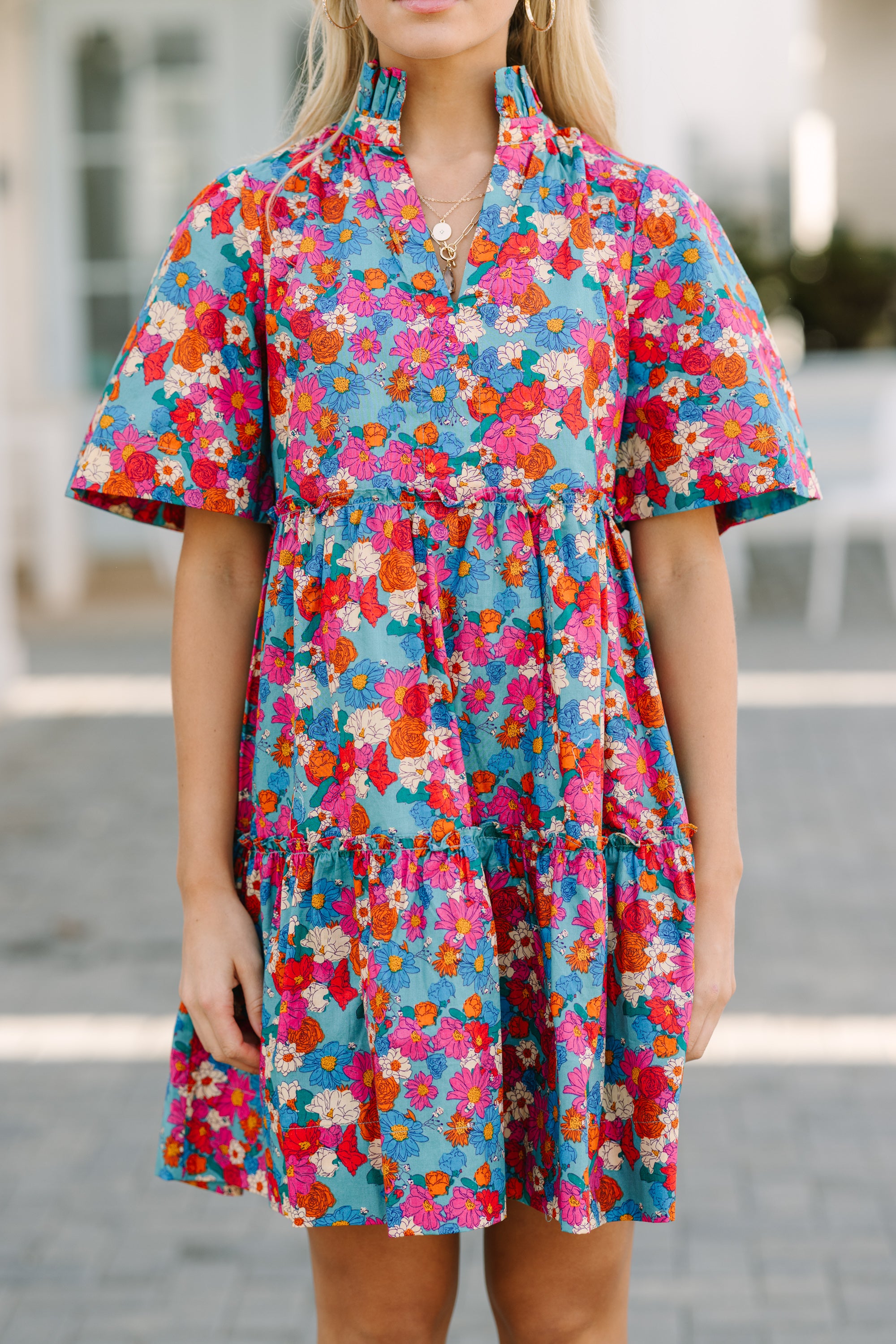 All Heart Blue Floral Dress - Women's Summer Casual Flowy Maxi Dress for Beach, Vacation & Date Night