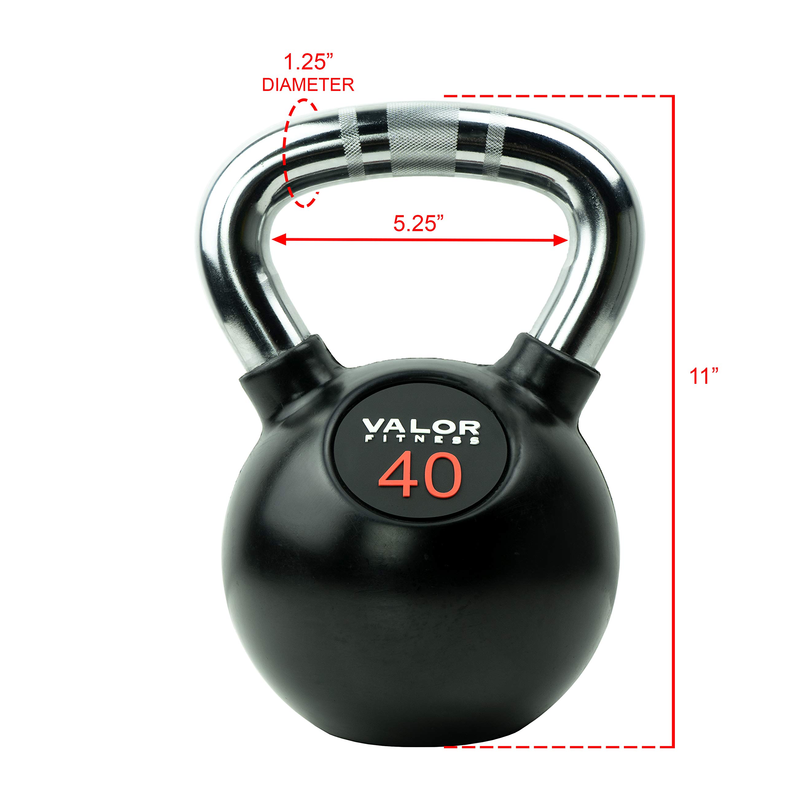 Valor Fitness Chrome Kettlebell Weights with Knurled Handle - Durable Home Gym Equipment for Men & Women - Perfect for Strength Training, CrossFit & HIIT Workouts