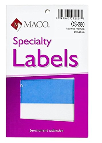 MACO Mailing Labels 3 x 4 Inches - 60 Labels per Box, Blue & White (OS-280) - Pack of 12 Boxes for Shipping, Office Organization & Business Mailing Needs