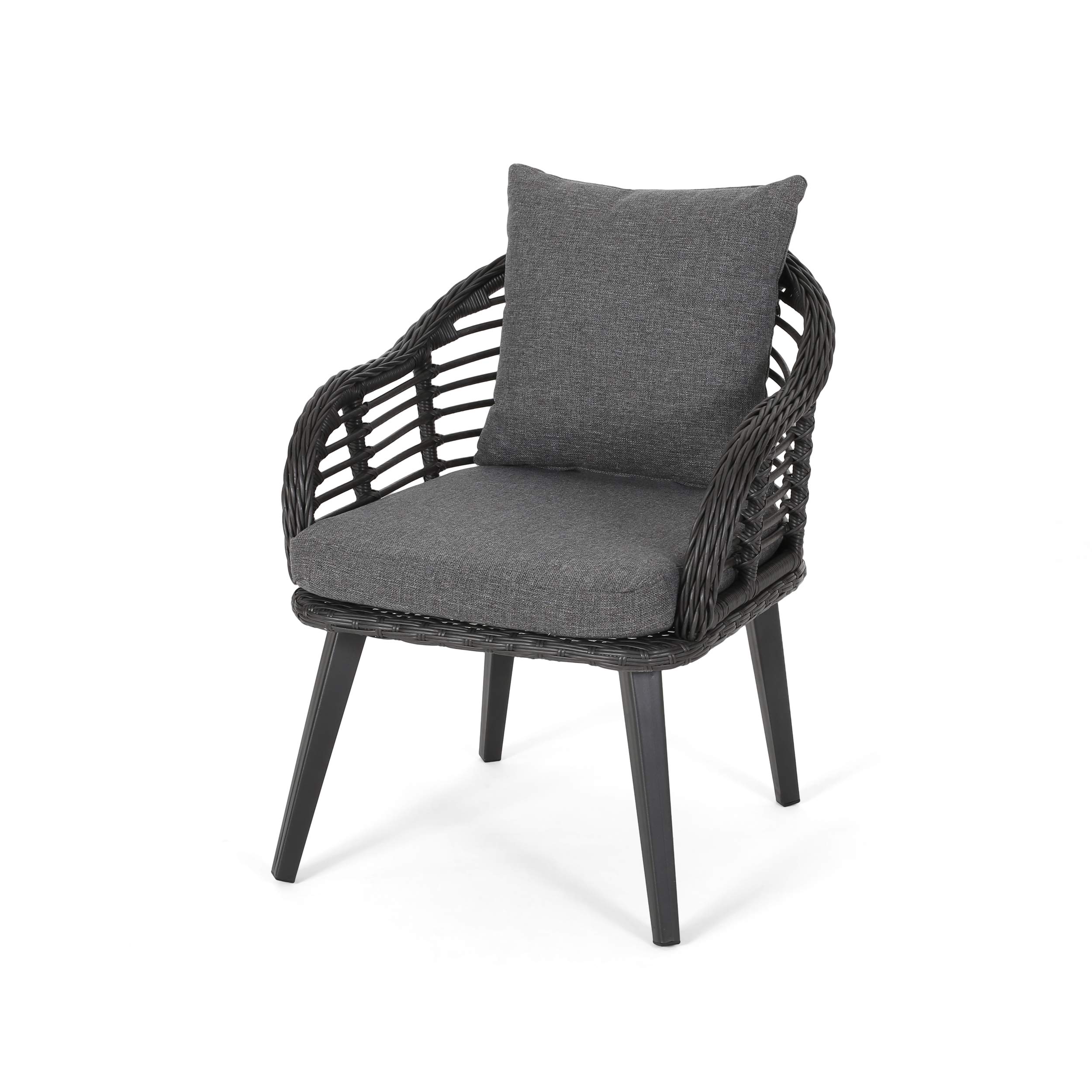 Premium Outdoor Wicker Club Chairs Set of 2 with Cushions - Gray & Dark Gray Patio Furniture for Garden, Poolside & Backyard Relaxation
