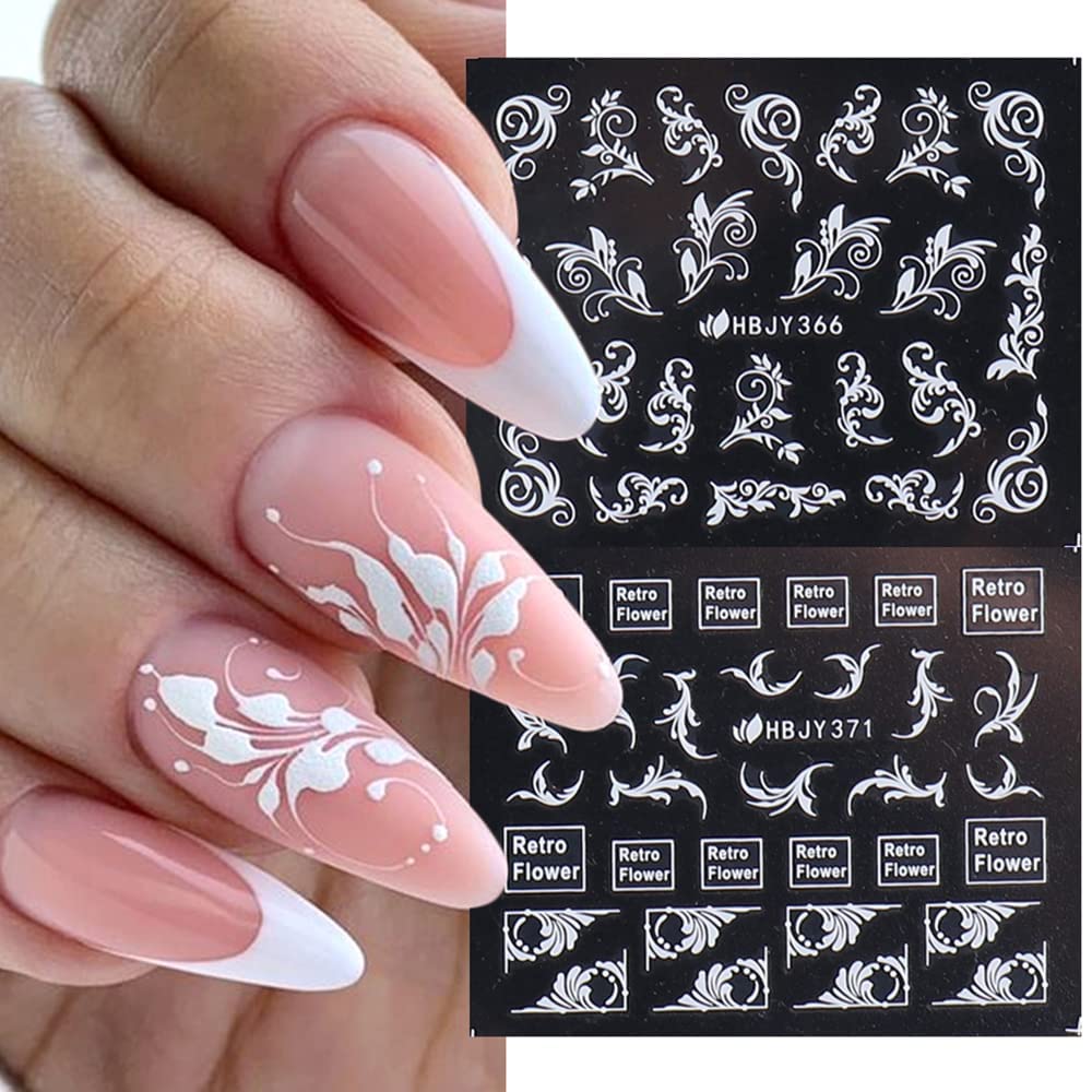 3D Floral Nail Stickers - White Acrylic Flowers for Wedding & Manicure