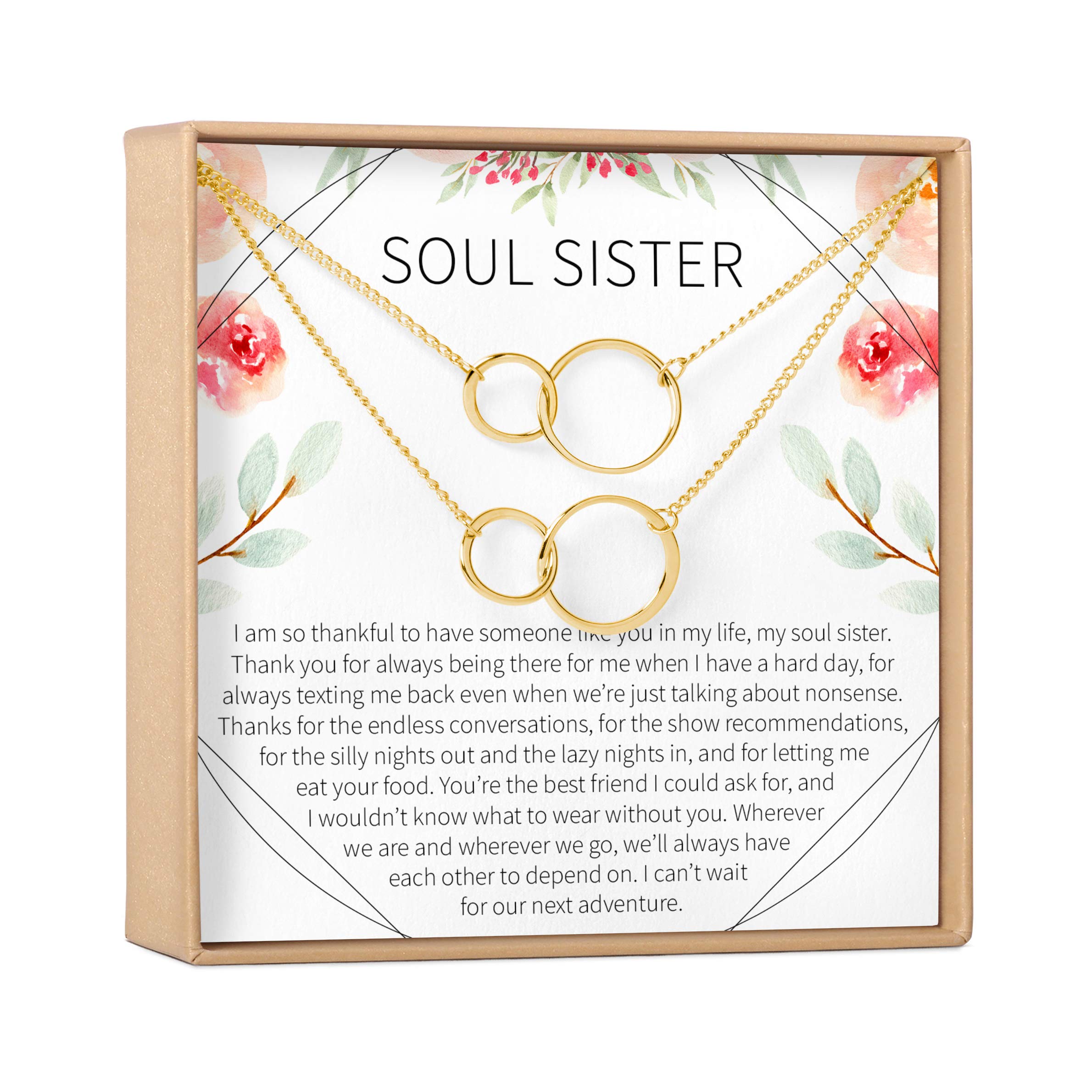 **Soul Sisters Necklace – Best Friend Jewelry Gift for Long Distance, Birthday, Christmas & Holidays – Heartfelt Friendship Necklace with Card – Perfect for Anniversaries, Sister Gifts & Special Occasions**