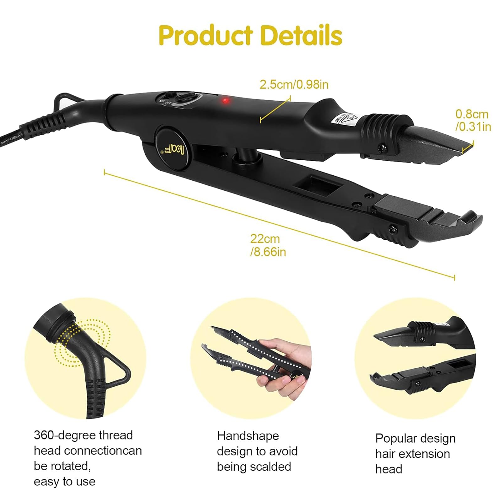Professional Keratin Tip Hair Extensions Machine - Real Human Hair Fusion Tool with Fast Heat-up Connector Wand for Salon & Home Use | Perfect for Women's Fashion Styling & Hair Bonding