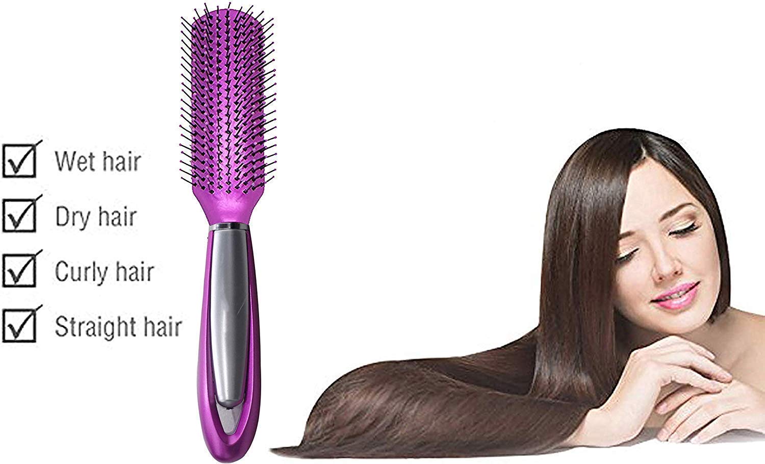 AASA Flat Hair Brush for Women & Girls - Detangling & Styling Brush for Straight & Curly Hair - Multicolor Hairbrush for Home, Travel & Salon Use