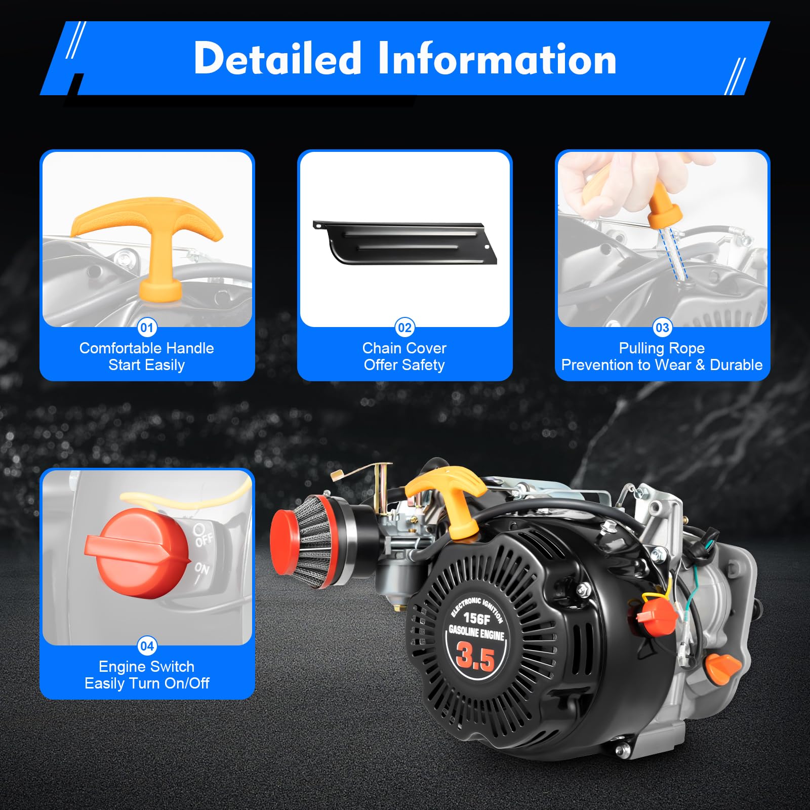 100cc 4 Stroke 3HP Bicycle Engine Motor Kit - Complete Gas Powered Bike Conversion Set with Belt Drive for Adults | Perfect for Commuting, Off-Road Adventures & DIY Motorized Bicycle Projects