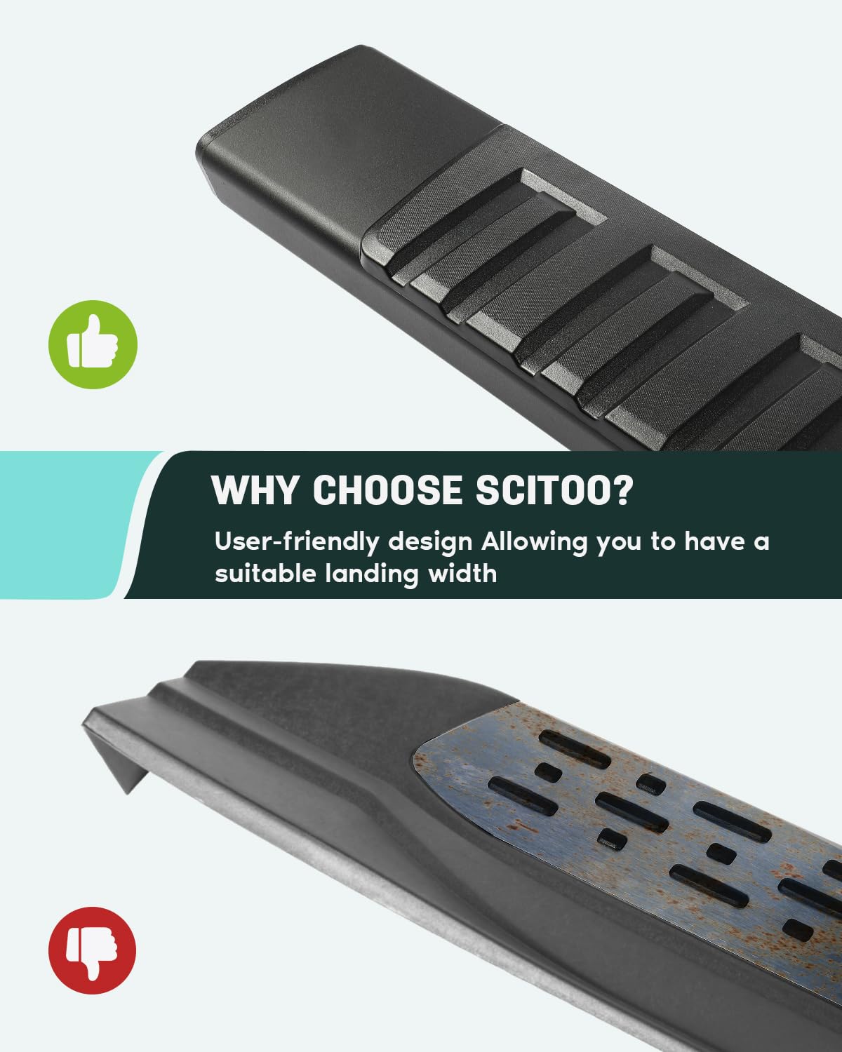 SCITOO 6.4 Inch Black Running Boards Side Step Nerf Bars - Compatible with 2009-2018 Dodge Ram 1500 Crew Cab & 2010-2023 Ram 2500/3500 (Including Classic Models) - Heavy Duty Rock Sliders for Off-Road & Daily Driving Protection