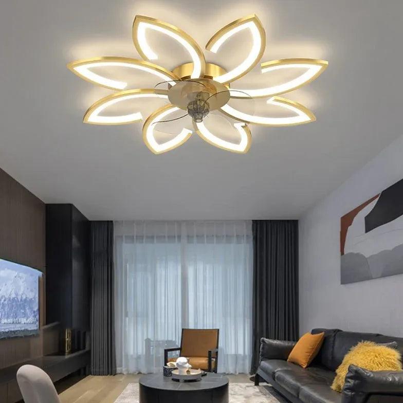 Petal Shape LED Ceiling Fan with Light for Living Room - Modern Stylish Cooling & Lighting Solution for Home, Bedroom, Office