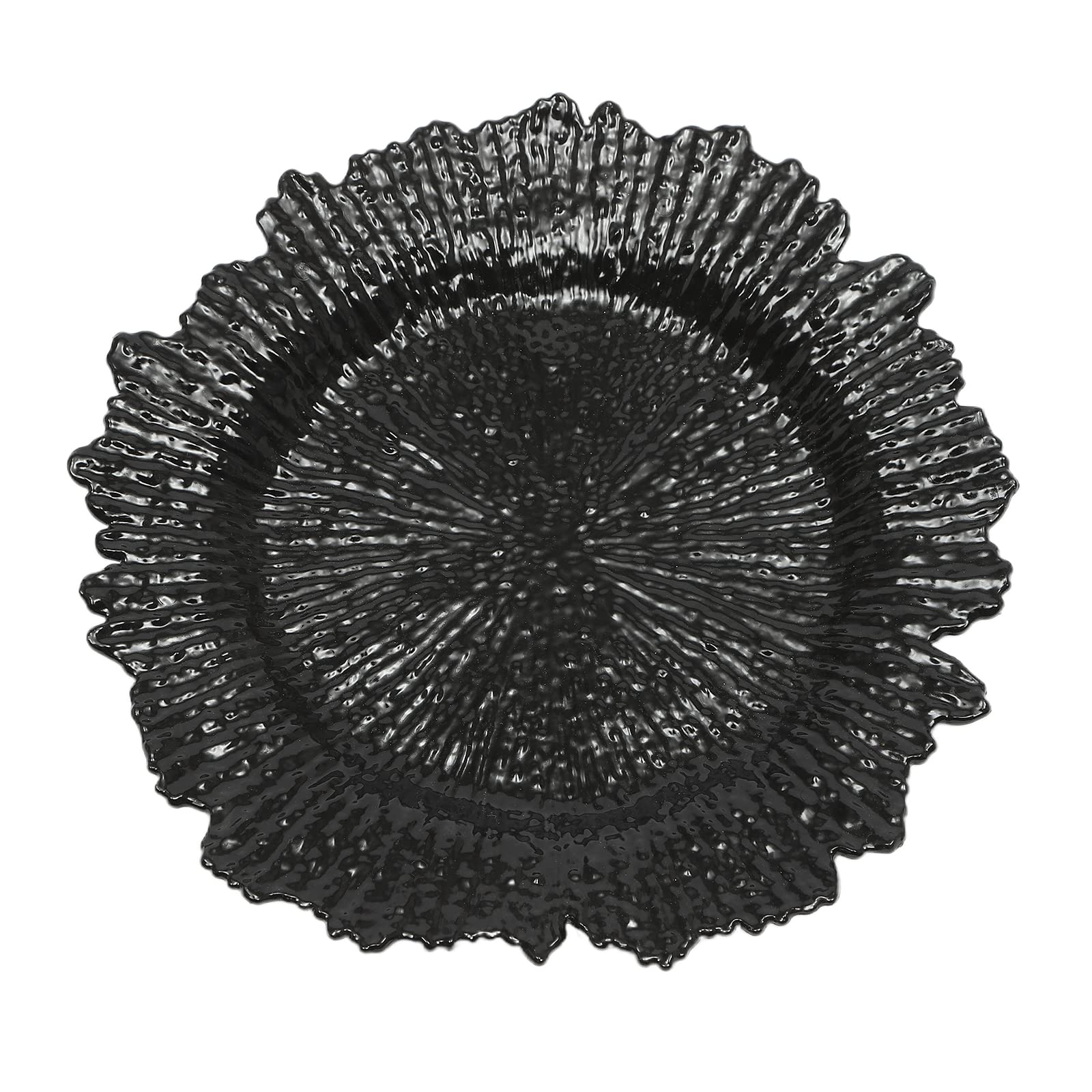 13'' Round Black Charger Plates Set - 24 Reusable Decorative Dinner Plates for Wedding, Party & Kitchen Serving | Embossed Pattern Snack Trays - Elegant Table Decor for Special Occasions