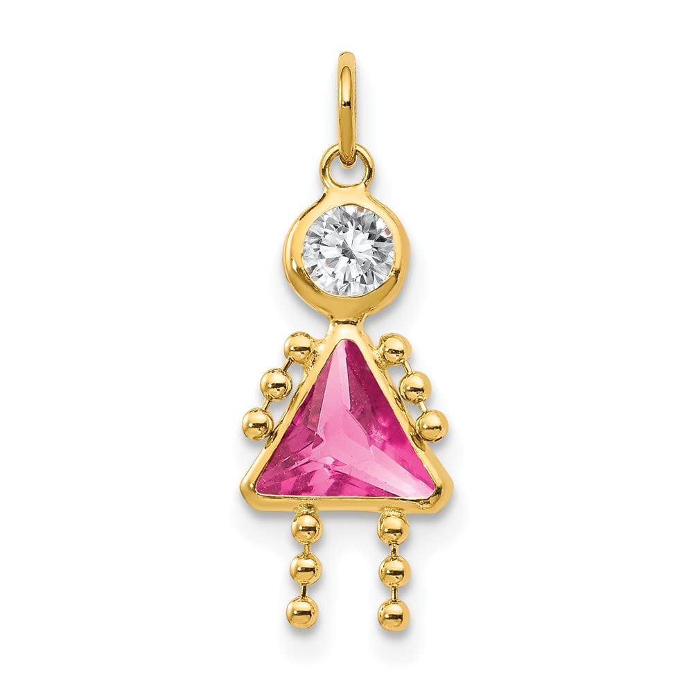 14K Yellow Gold October Birthstone Charm for Girls - Elegant Jewelry Gift for Birthdays, Anniversaries & Special Occasions