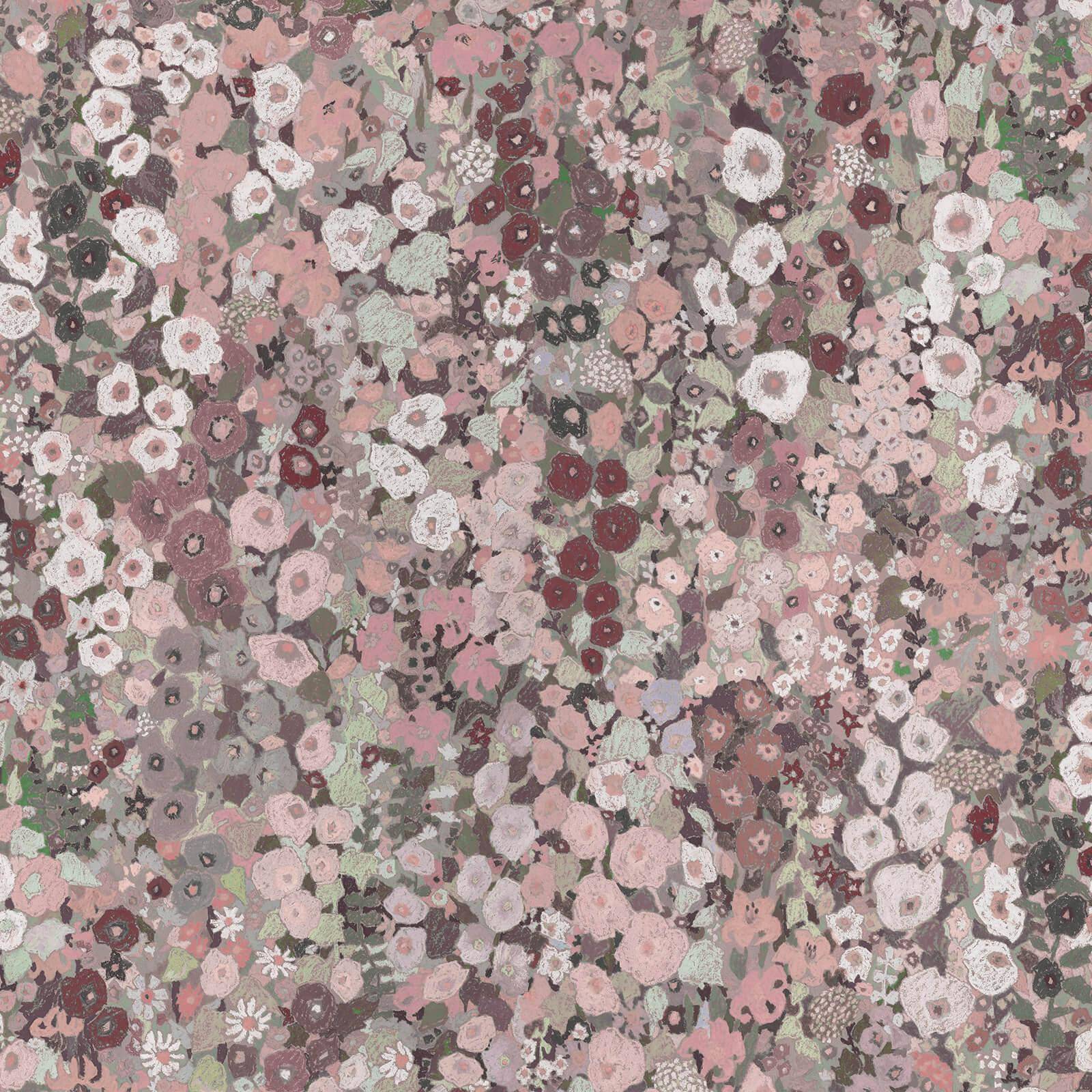 Hollyhocks Wallpaper - Earth Sample | Floral Peel and Stick Wallpaper for Bedroom, Living Room & Nursery Decor