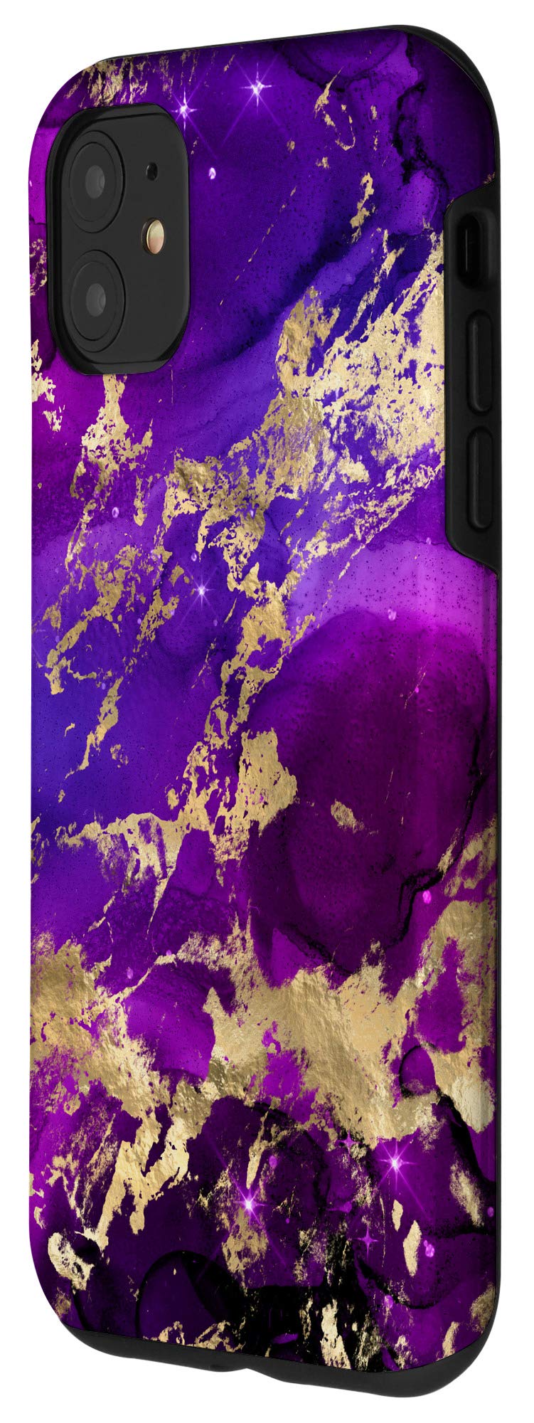Premium iPhone 11 Case with Galaxy Natural Purple Precious Stone Pattern - Slim Protective Cover for Everyday Use, Travel & Work